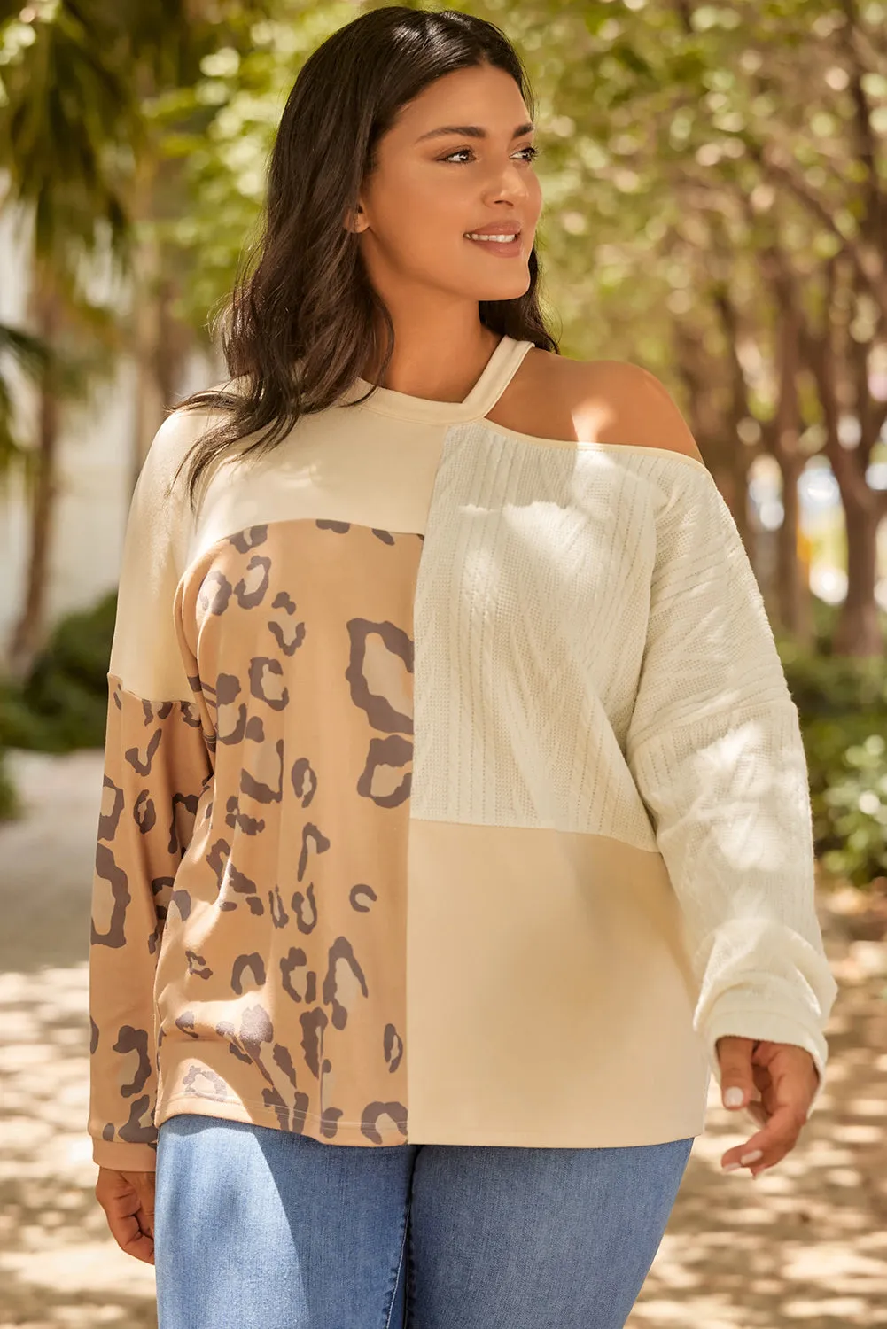 Cable Knit Mix Cutout Plus Top