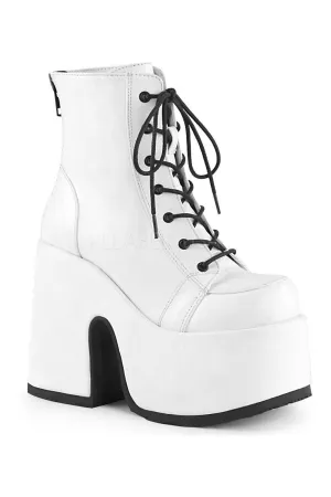 CAMEL-203 Demonia Ankle Boot | White Faux Leather