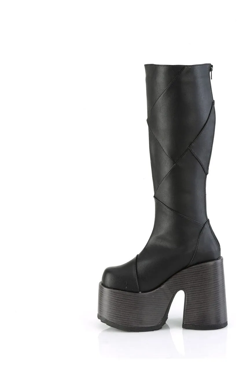 CAMEL-280 Black Vegan Leather Knee Boot