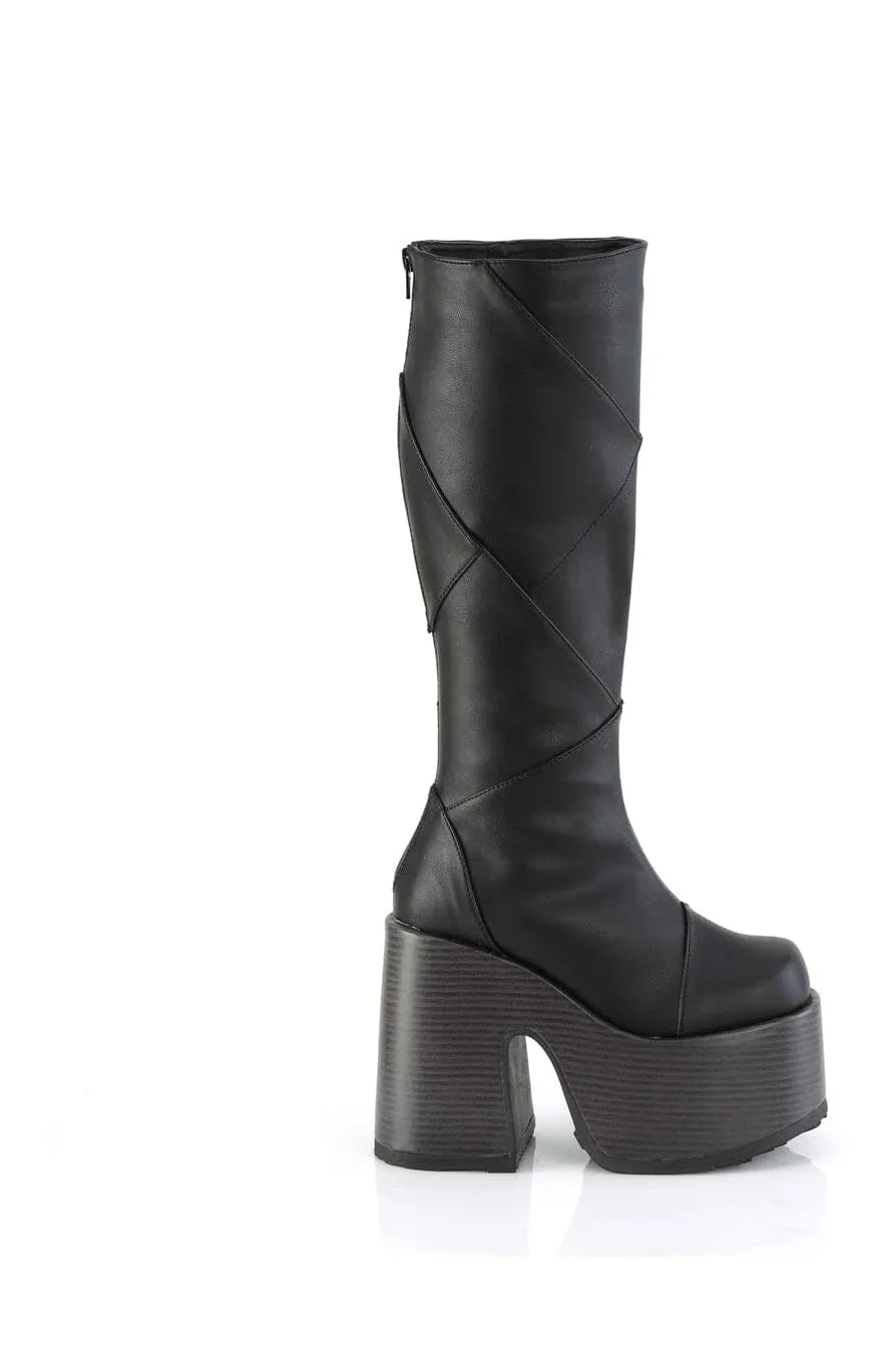 CAMEL-280 Black Vegan Leather Knee Boot
