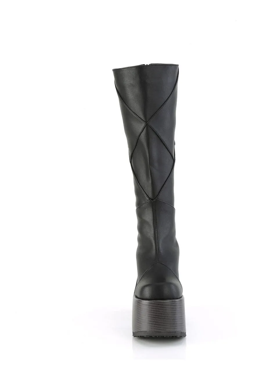 CAMEL-280 Black Vegan Leather Knee Boot