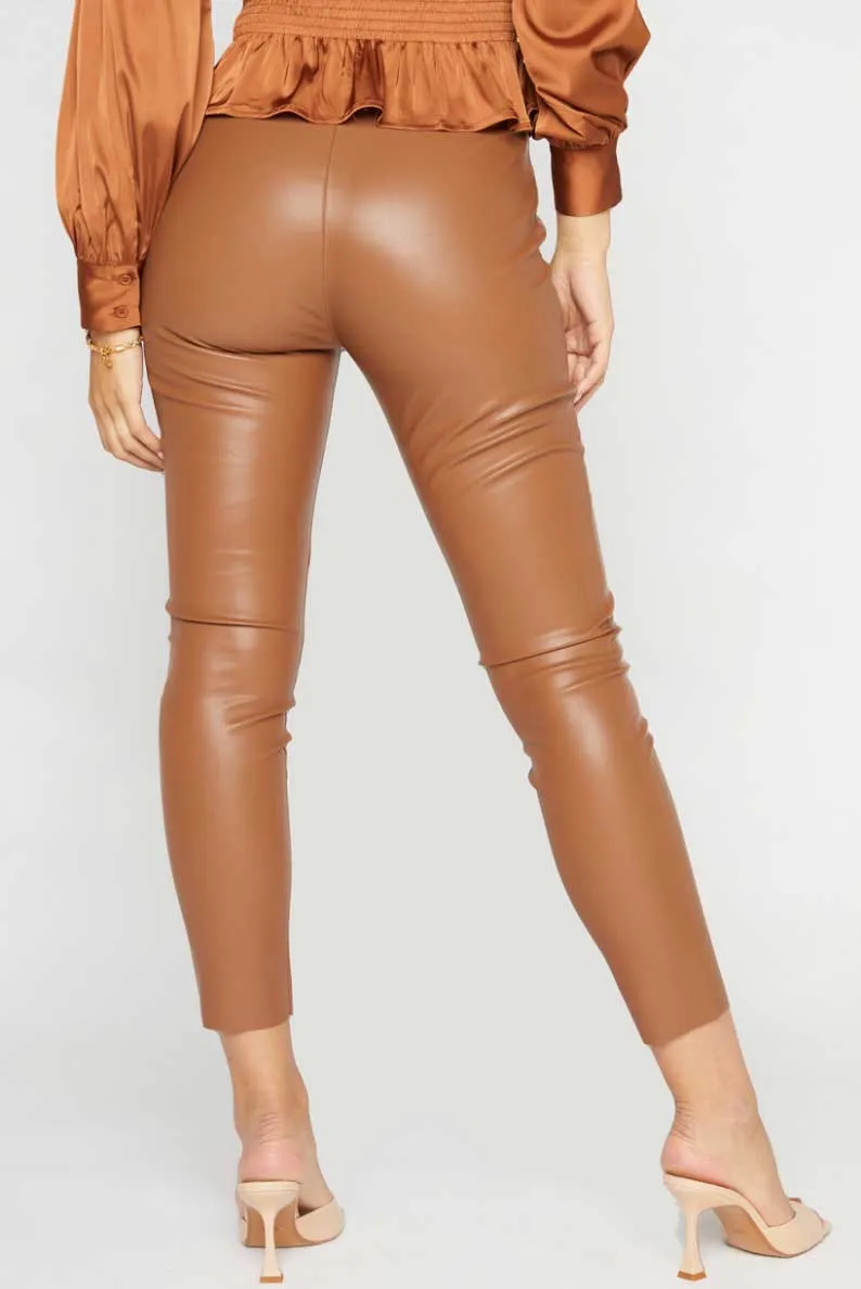 Camel Faux Leather Pants