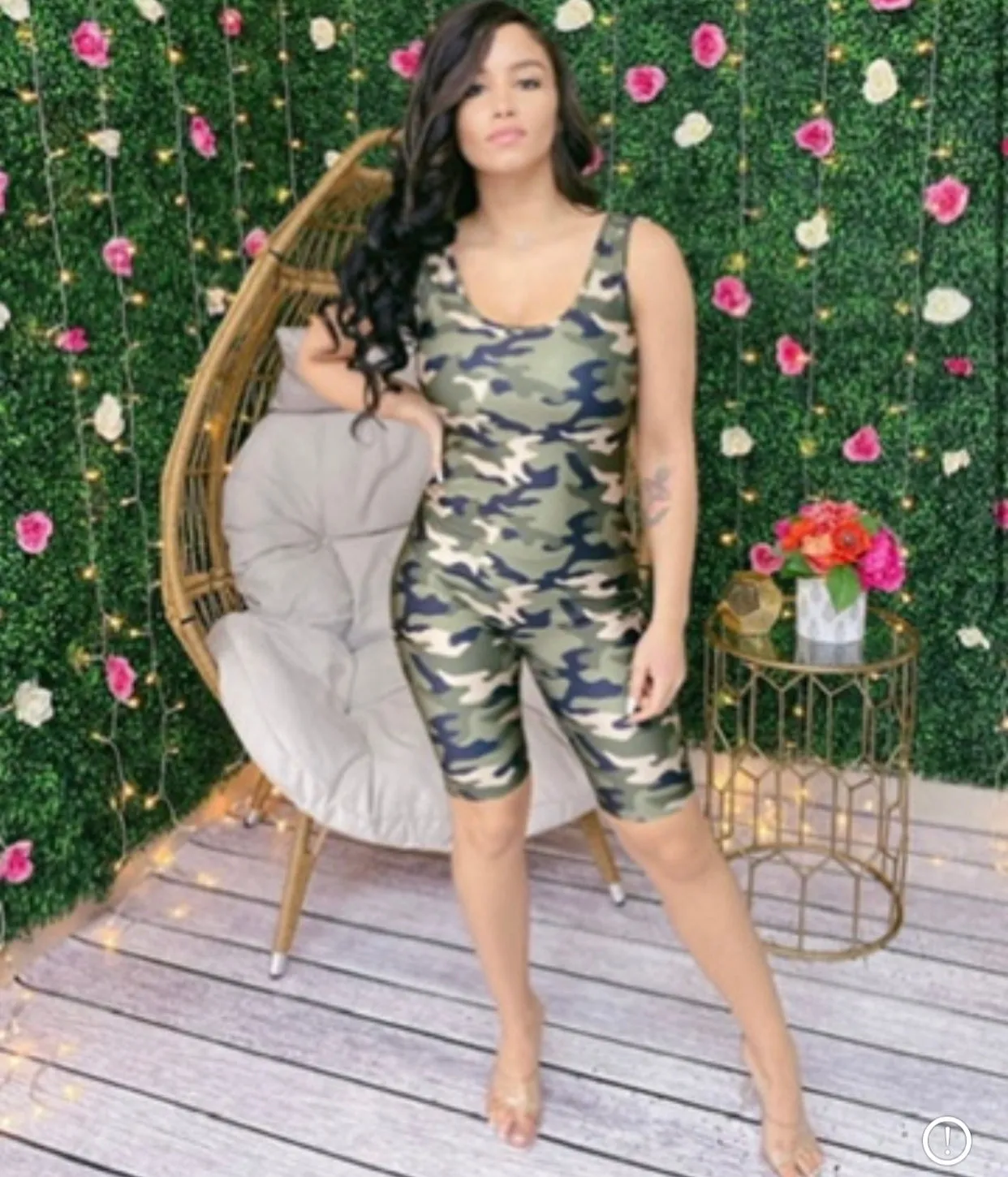 Camo Cute Nylon Romper with Matching Mask‼️ Multiple Colors Available!