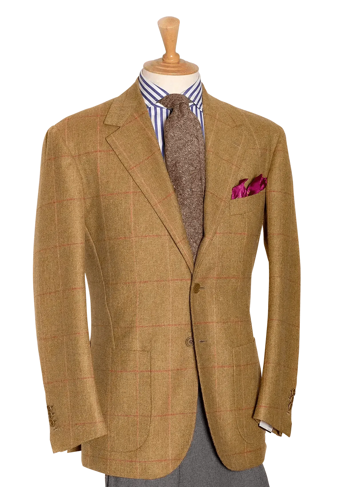 Caramel Tweed Jacket with Fuchsia Pane