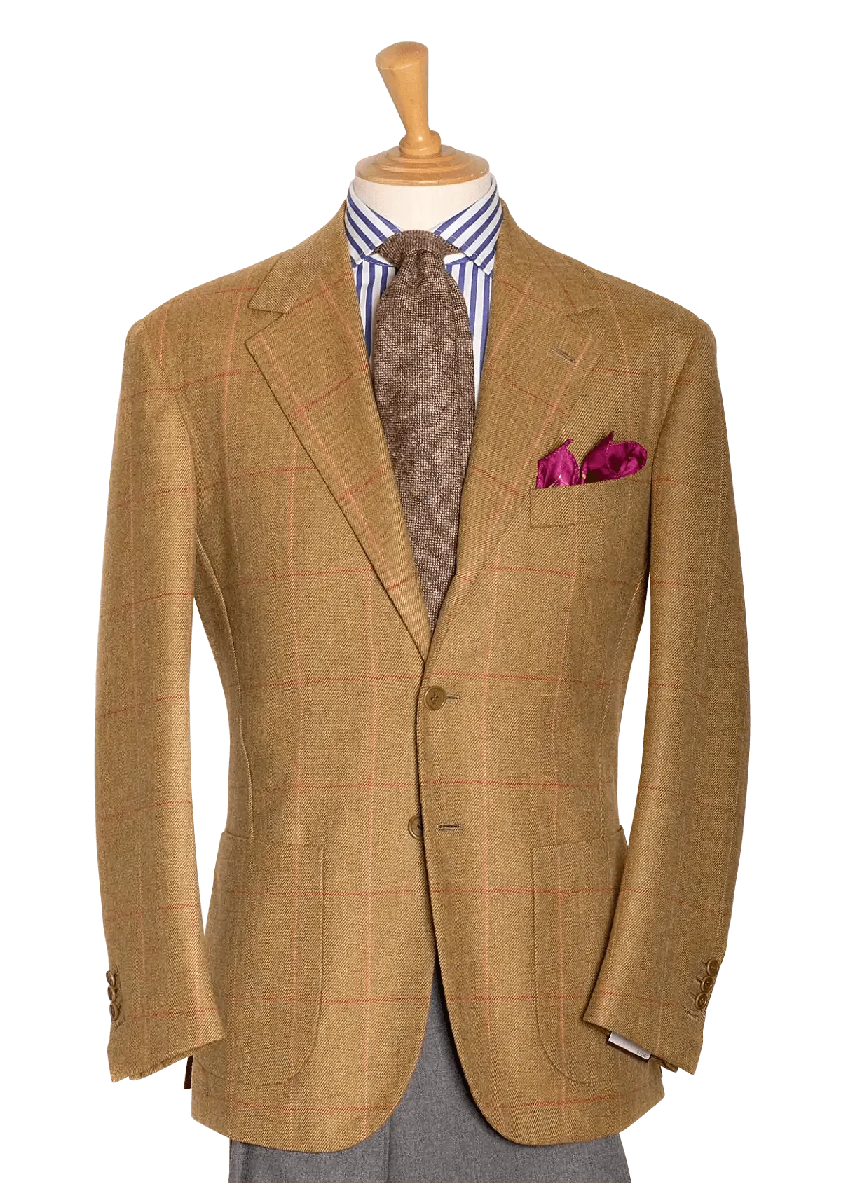 Caramel Tweed Jacket with Fuchsia Pane