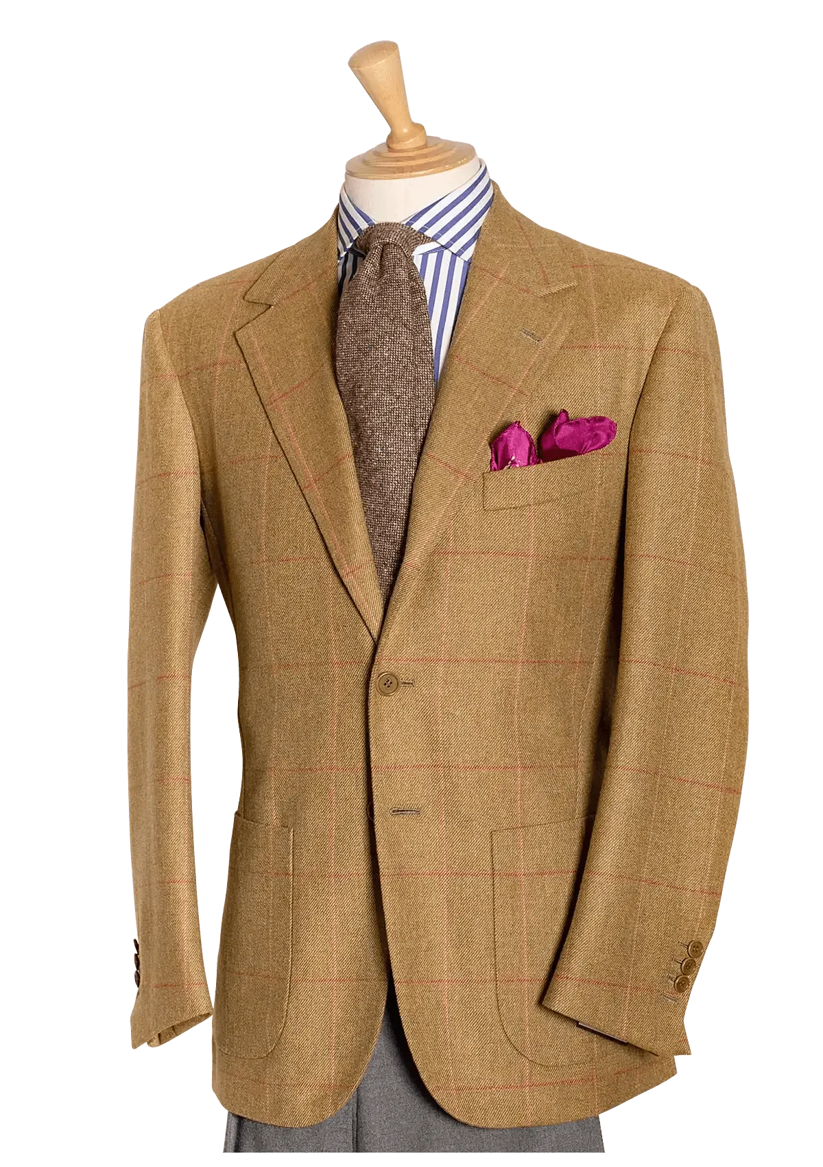 Caramel Tweed Jacket with Fuchsia Pane