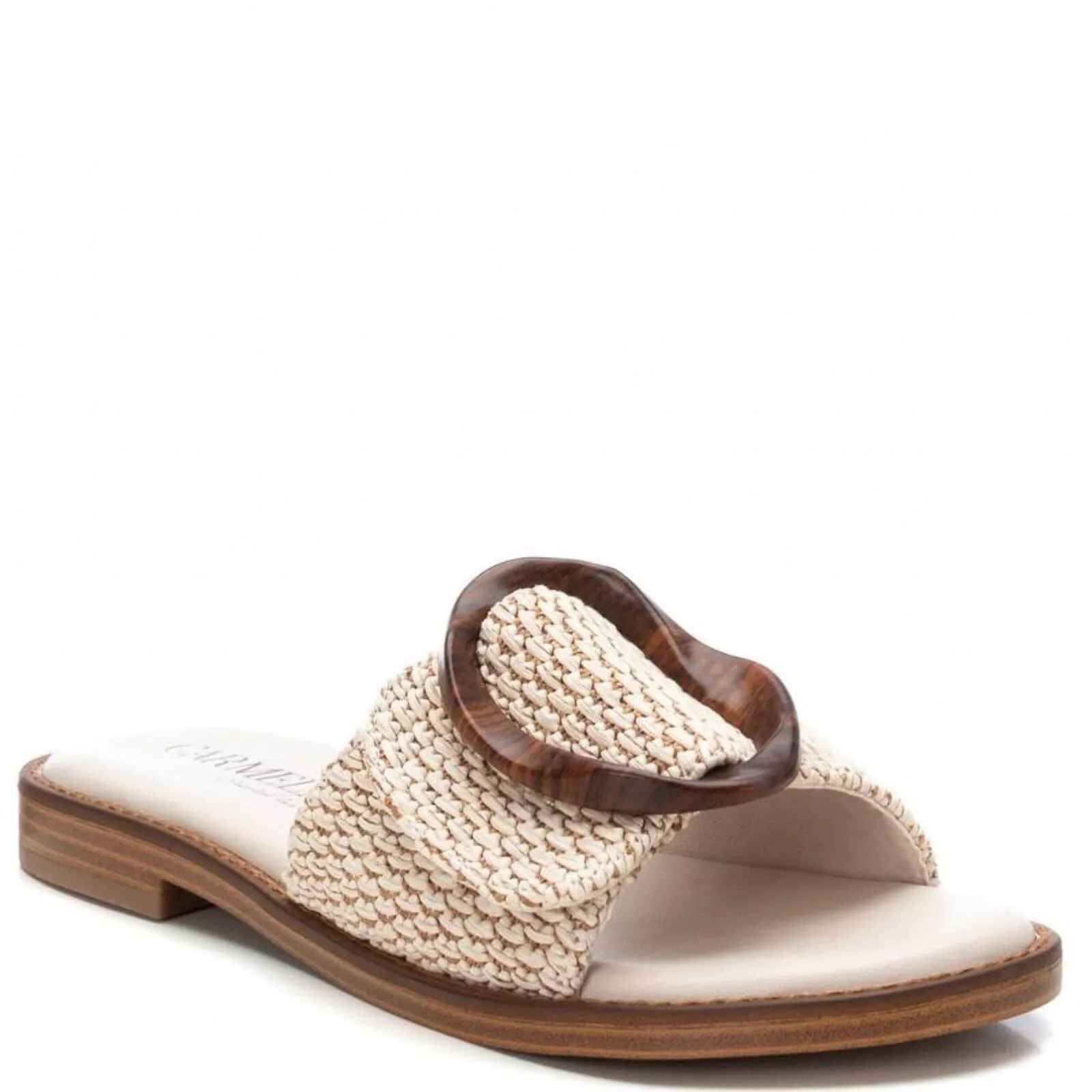 Carmela Beige Slip On Flat Mules