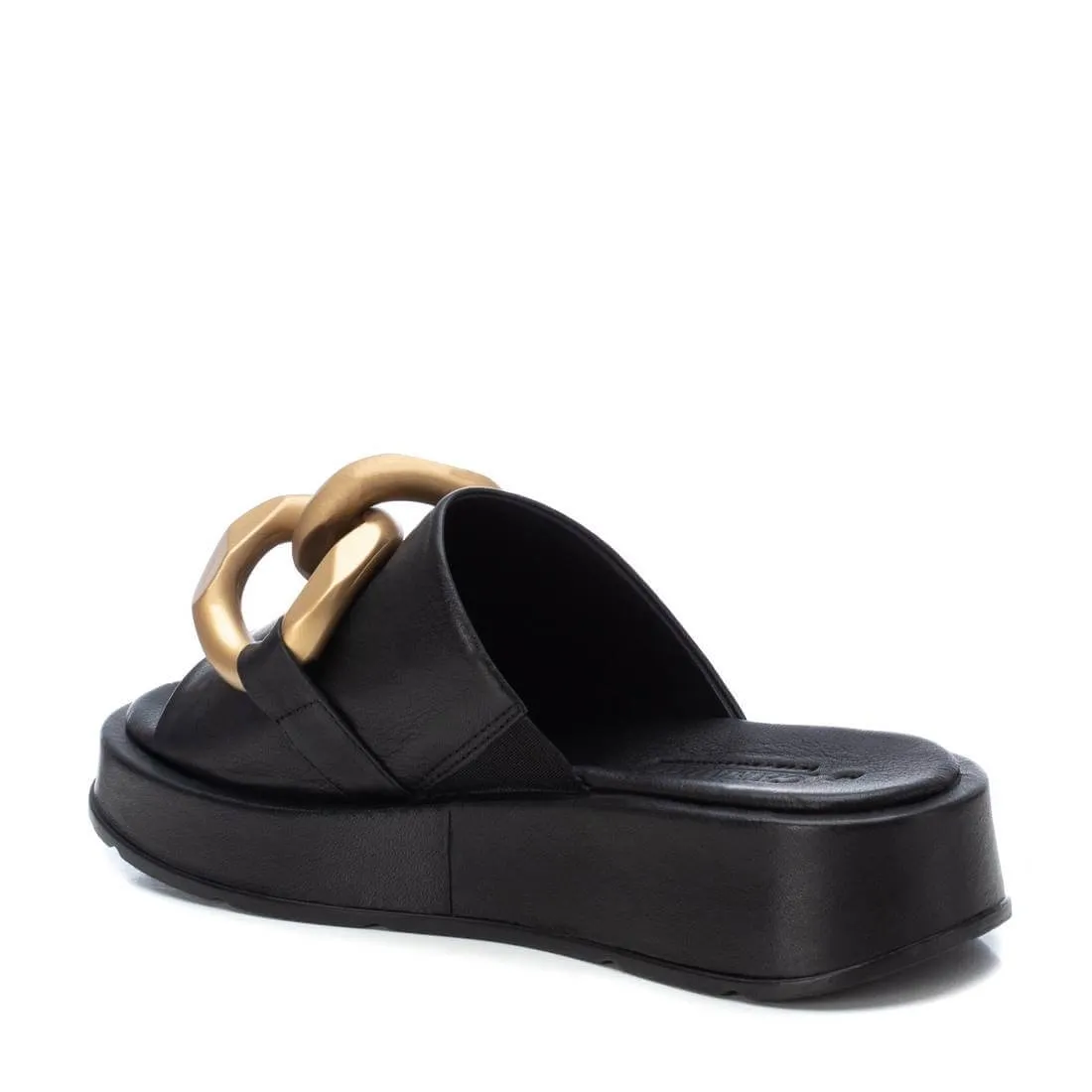 Carmela Black Leather Slip On Flat Mules