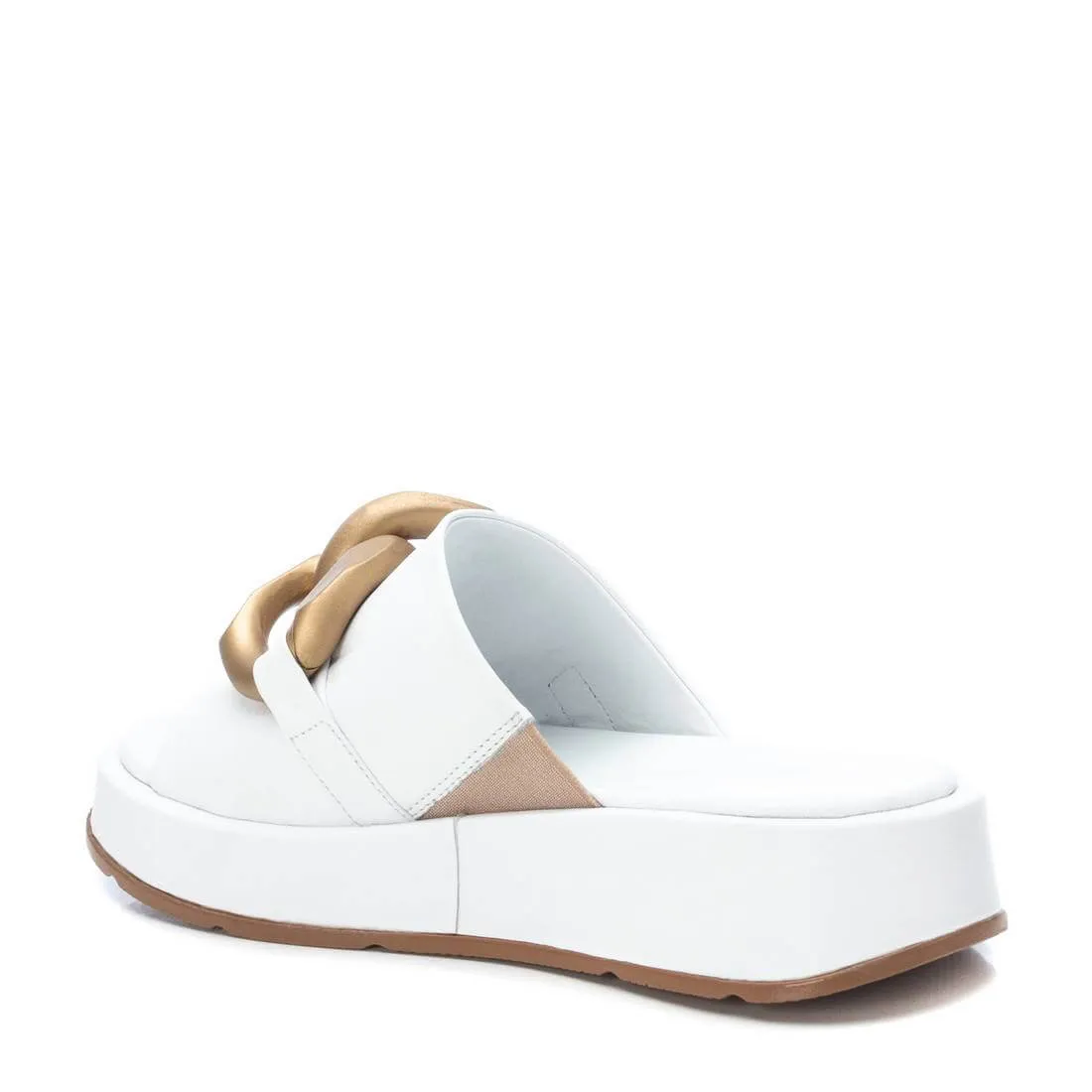 Carmela White Leather Slip On Flat Mules