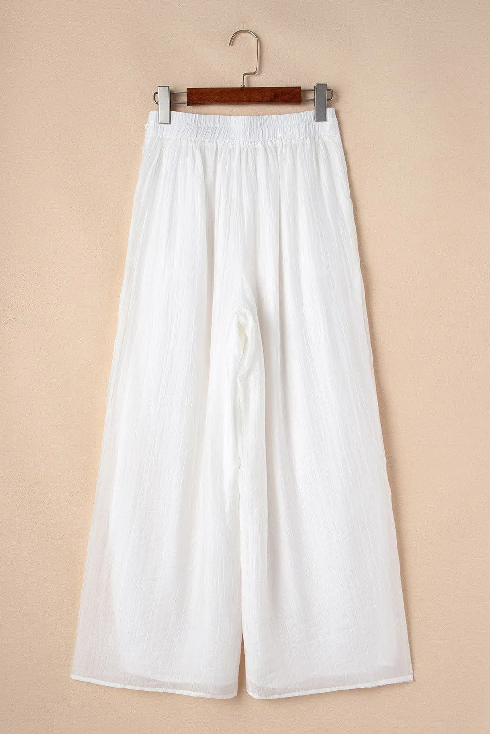 Casual Pleated Wide Leg Pants In White