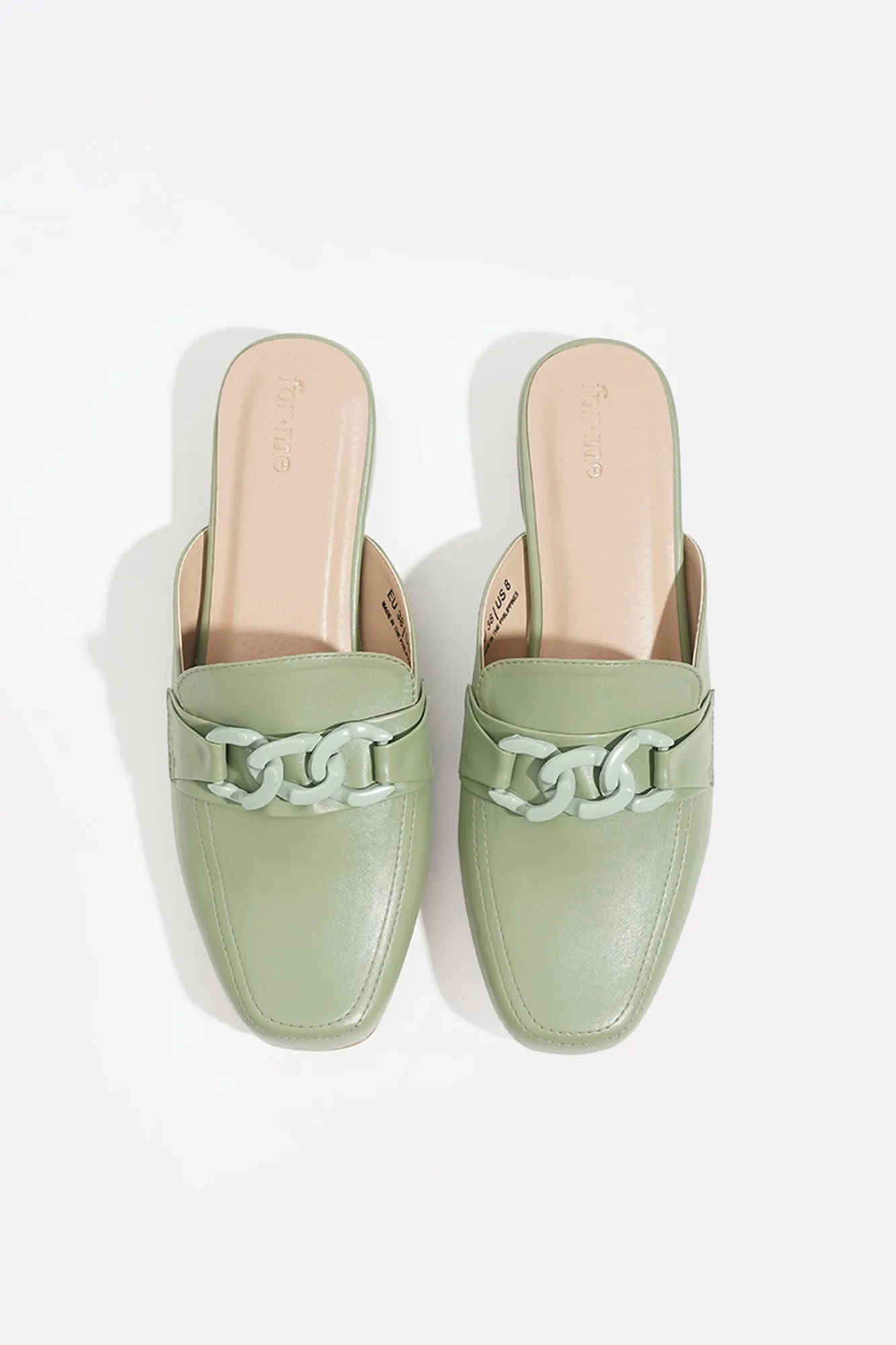 Chain-Embellished Loafer Mules