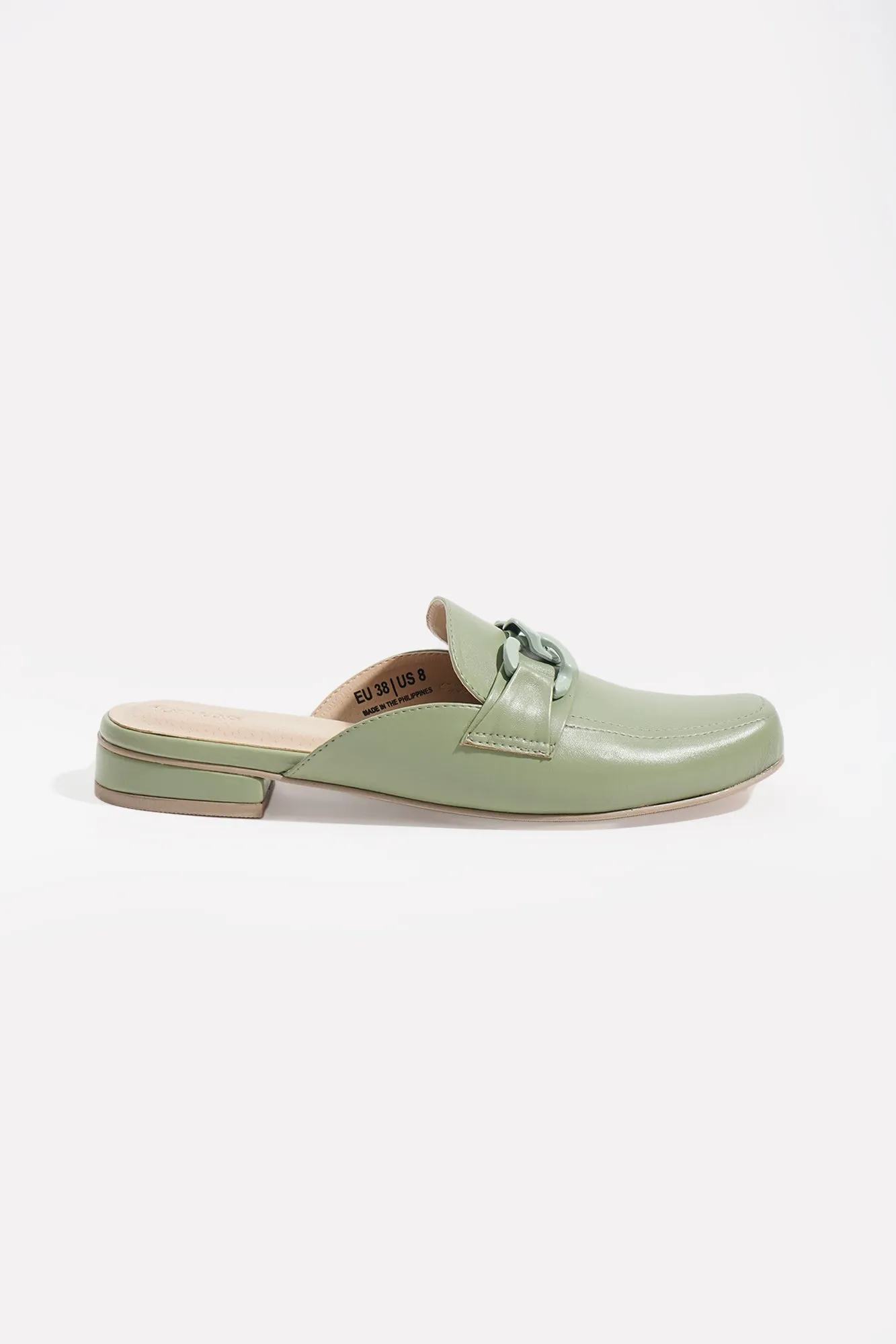 Chain-Embellished Loafer Mules