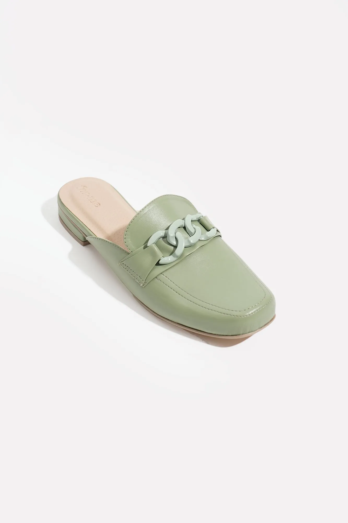 Chain-Embellished Loafer Mules