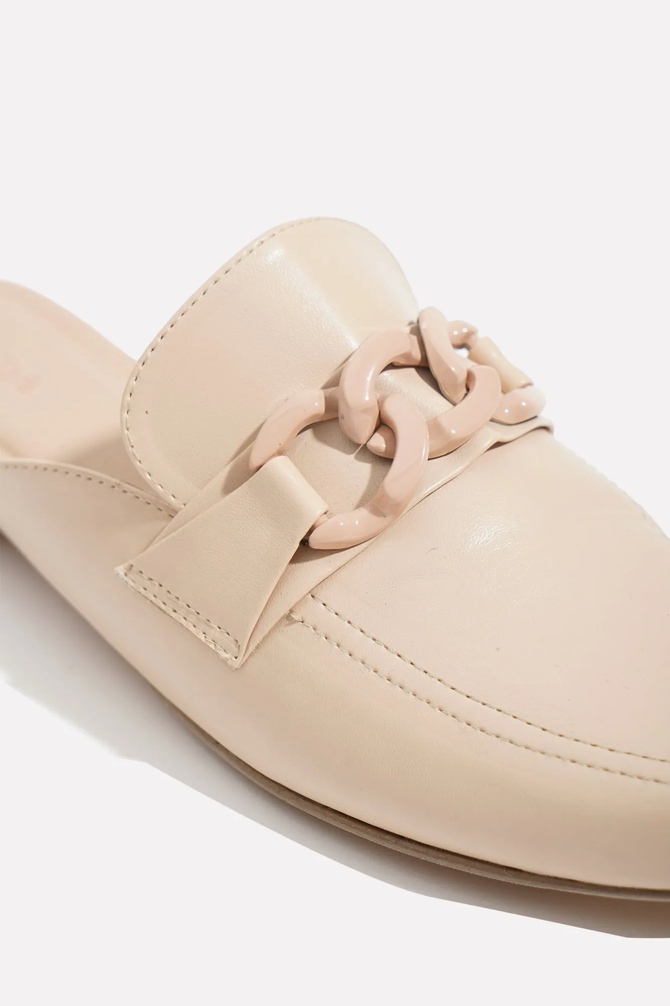 Chain-Embellished Loafer Mules
