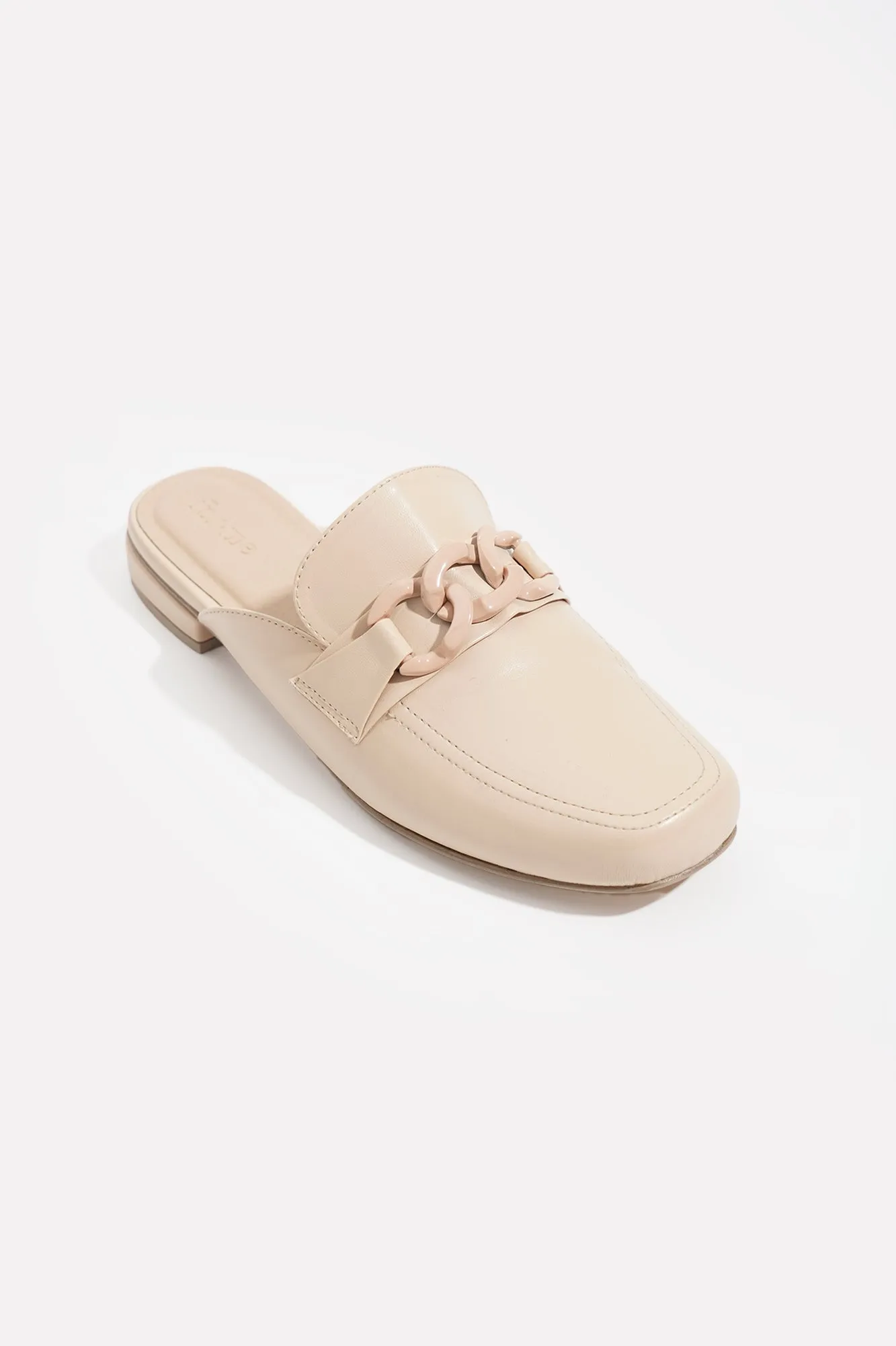 Chain-Embellished Loafer Mules