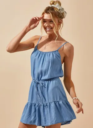 Chambray Ruffle Romper