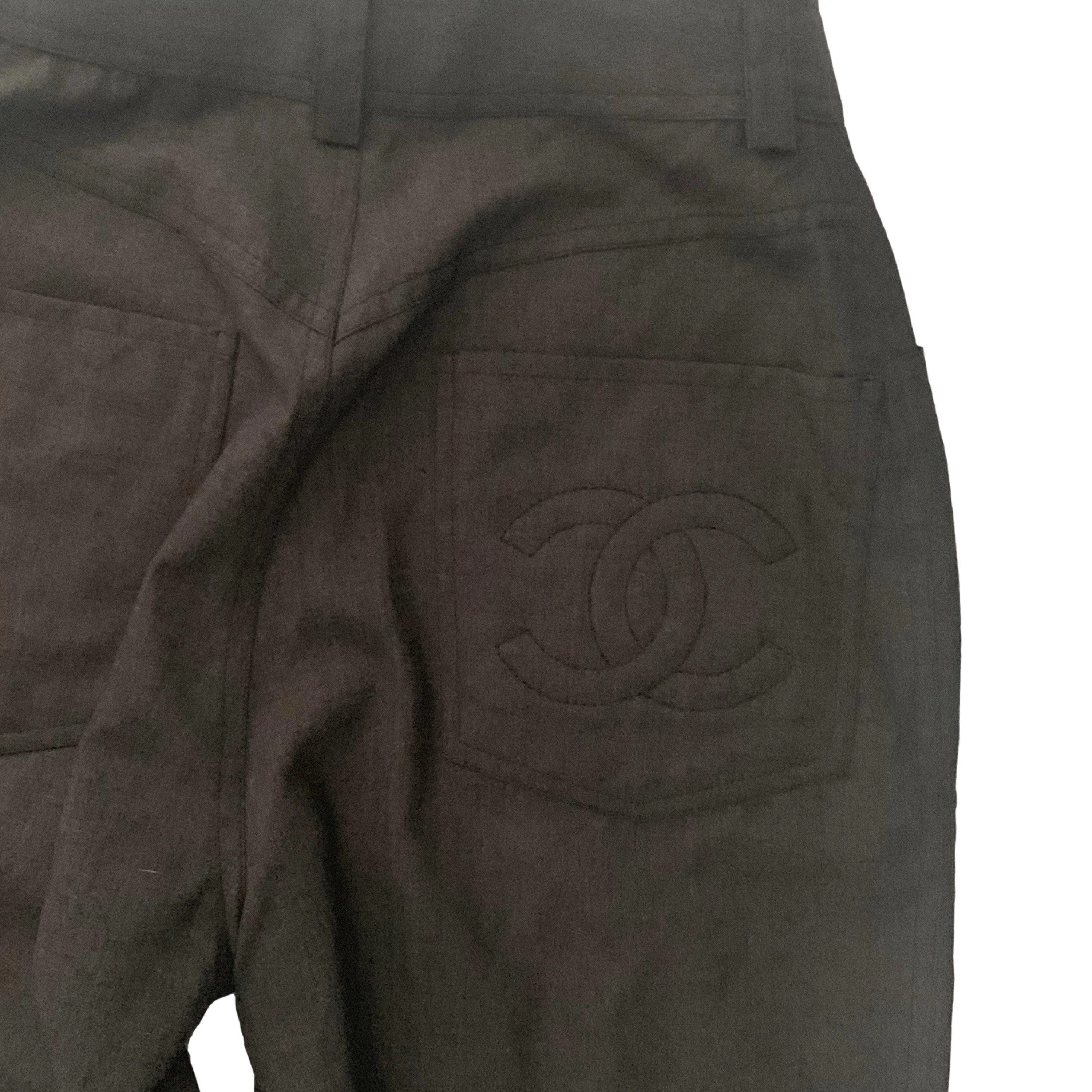 Chanel Grey Logo Pocket Trousers