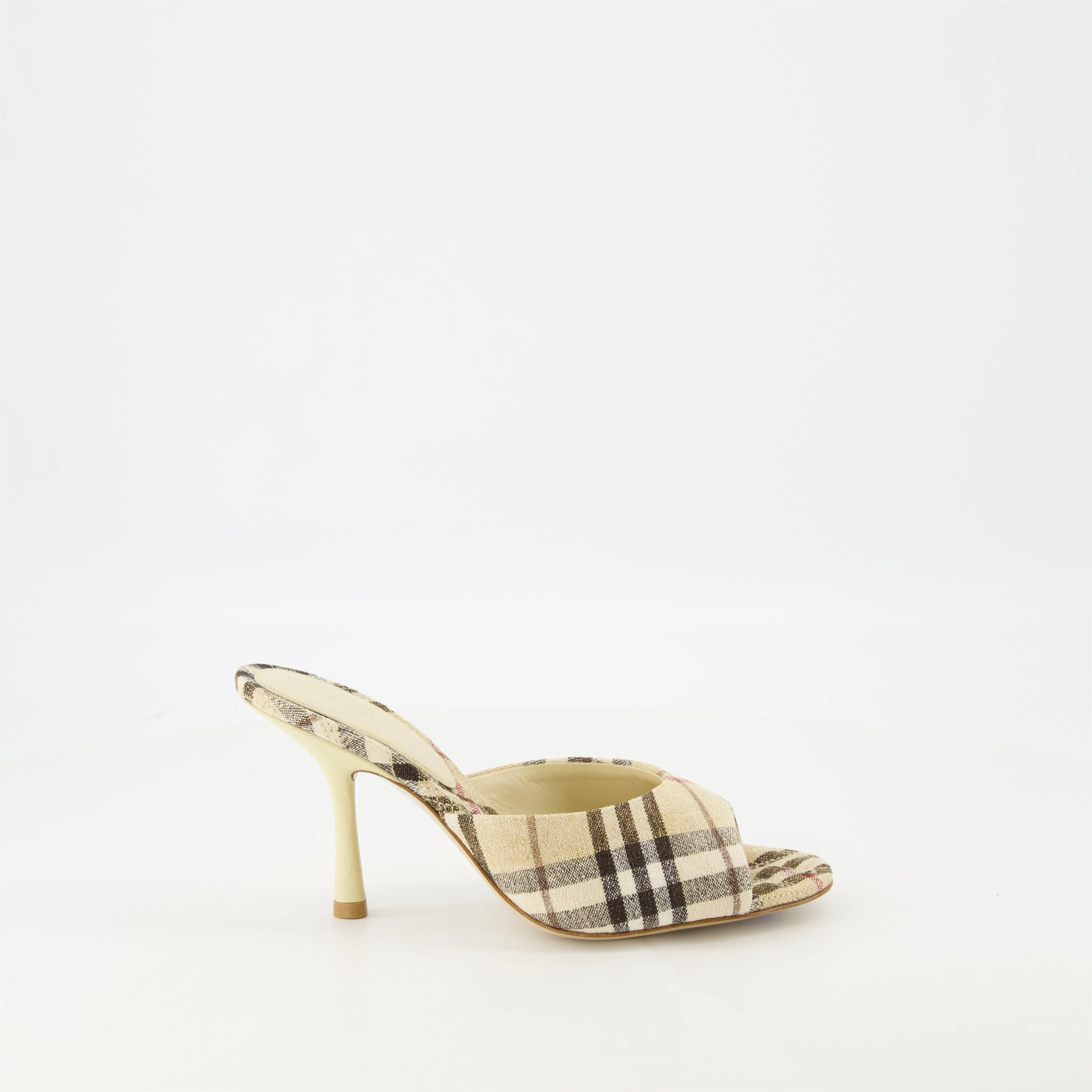 Checkered Print Heeled Mules