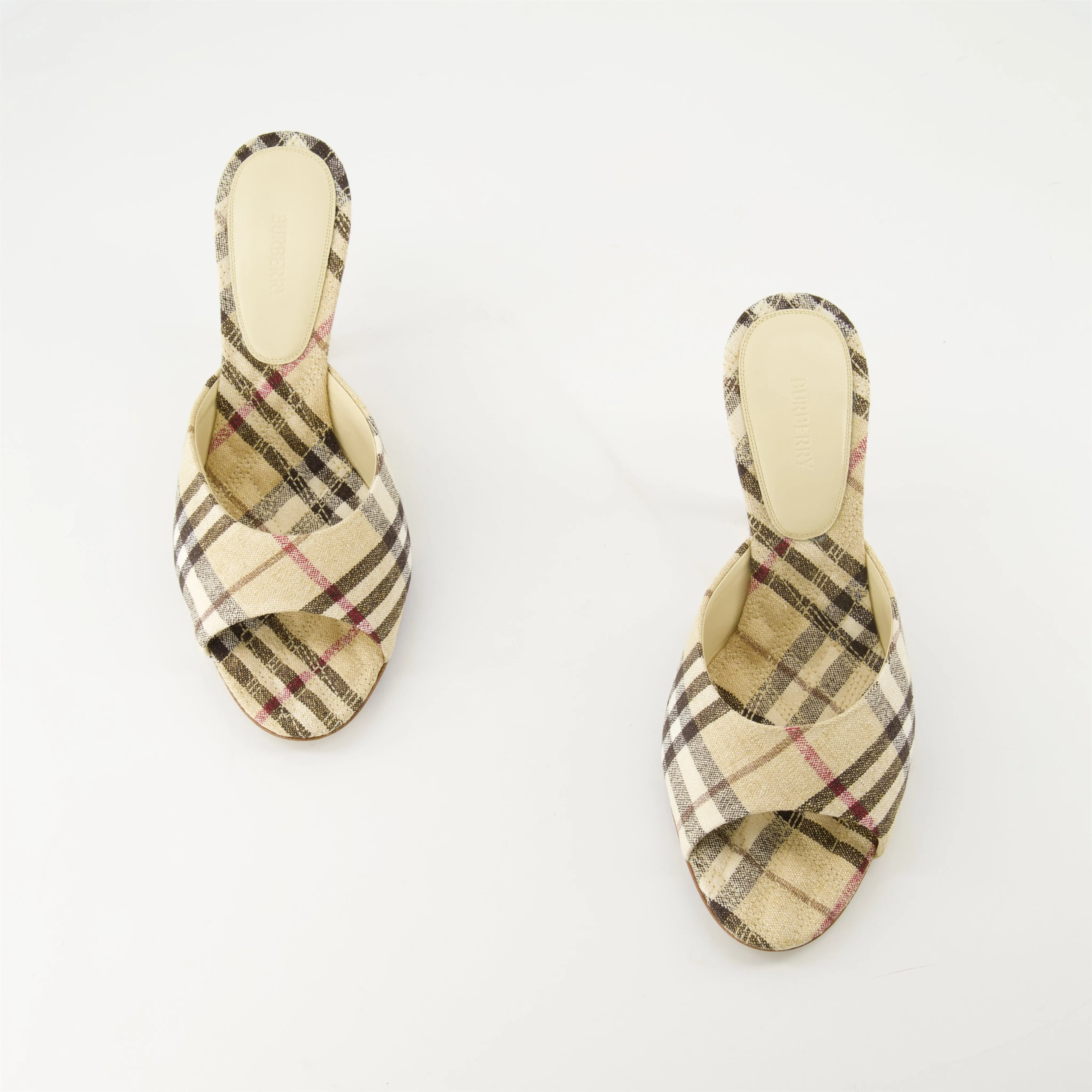 Checkered Print Heeled Mules