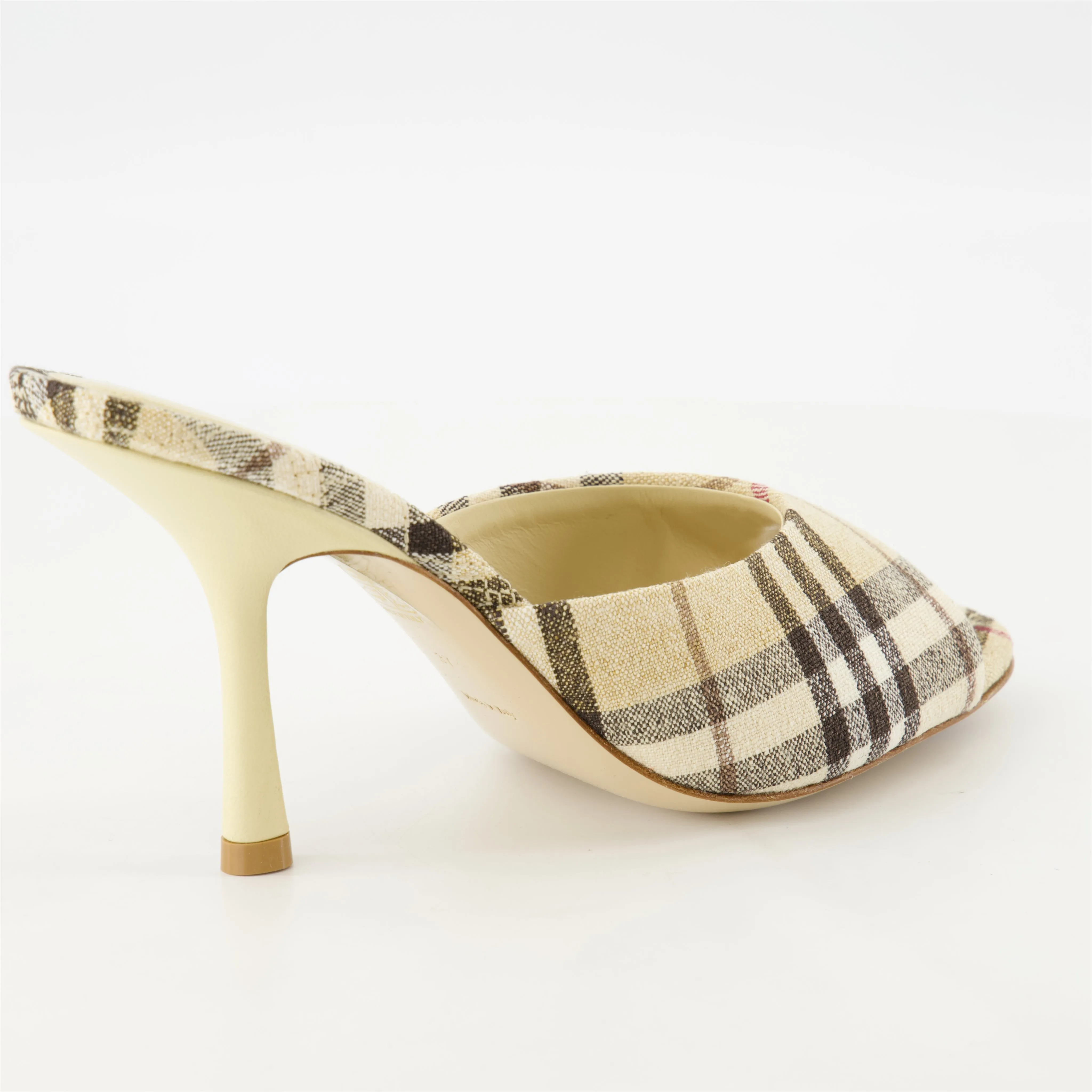 Checkered Print Heeled Mules