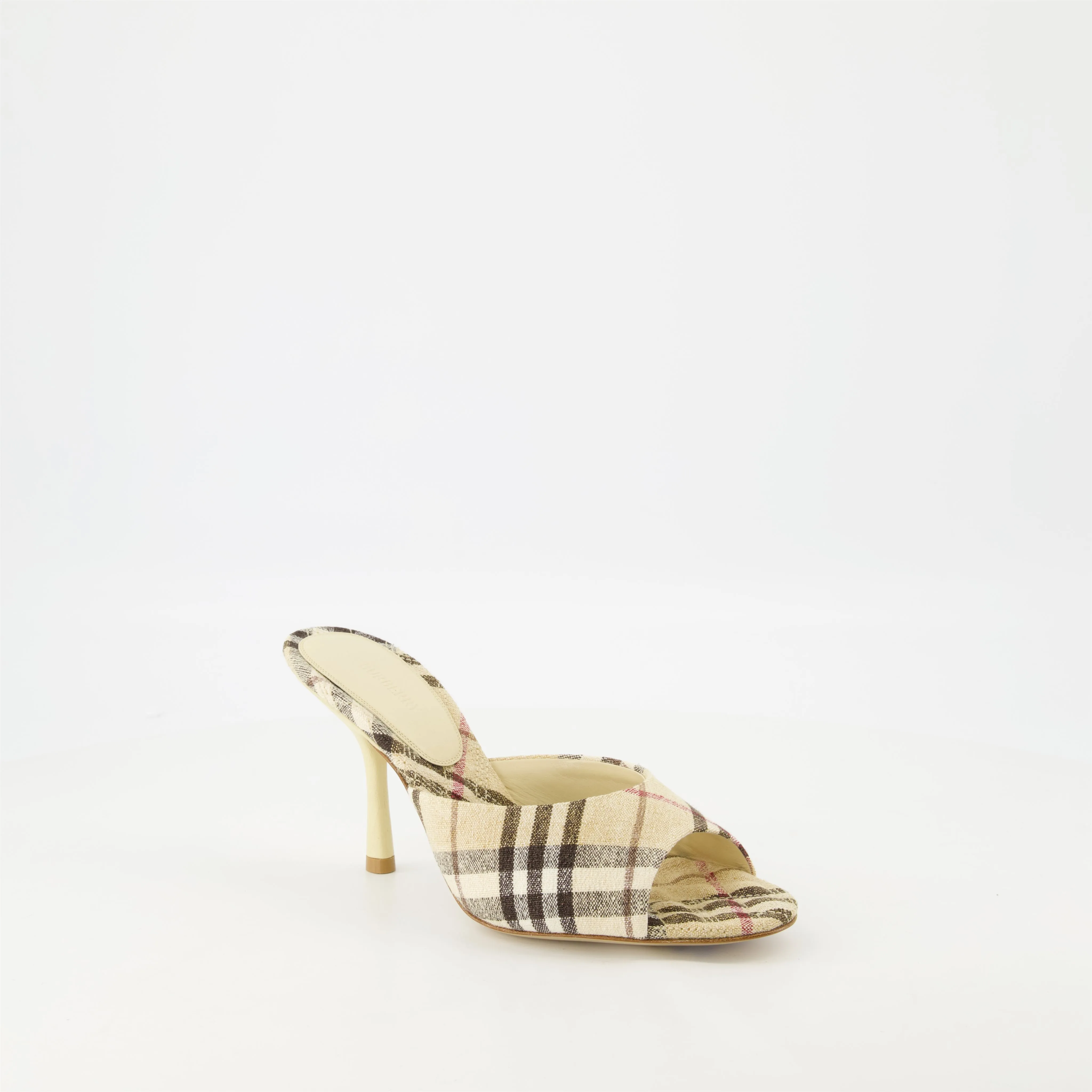 Checkered Print Heeled Mules
