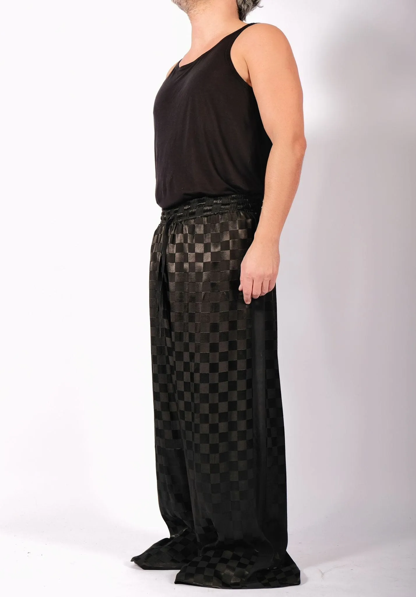 Checkered Wide Leg Trousers