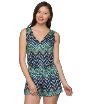 Chevron Print Romper | Blue