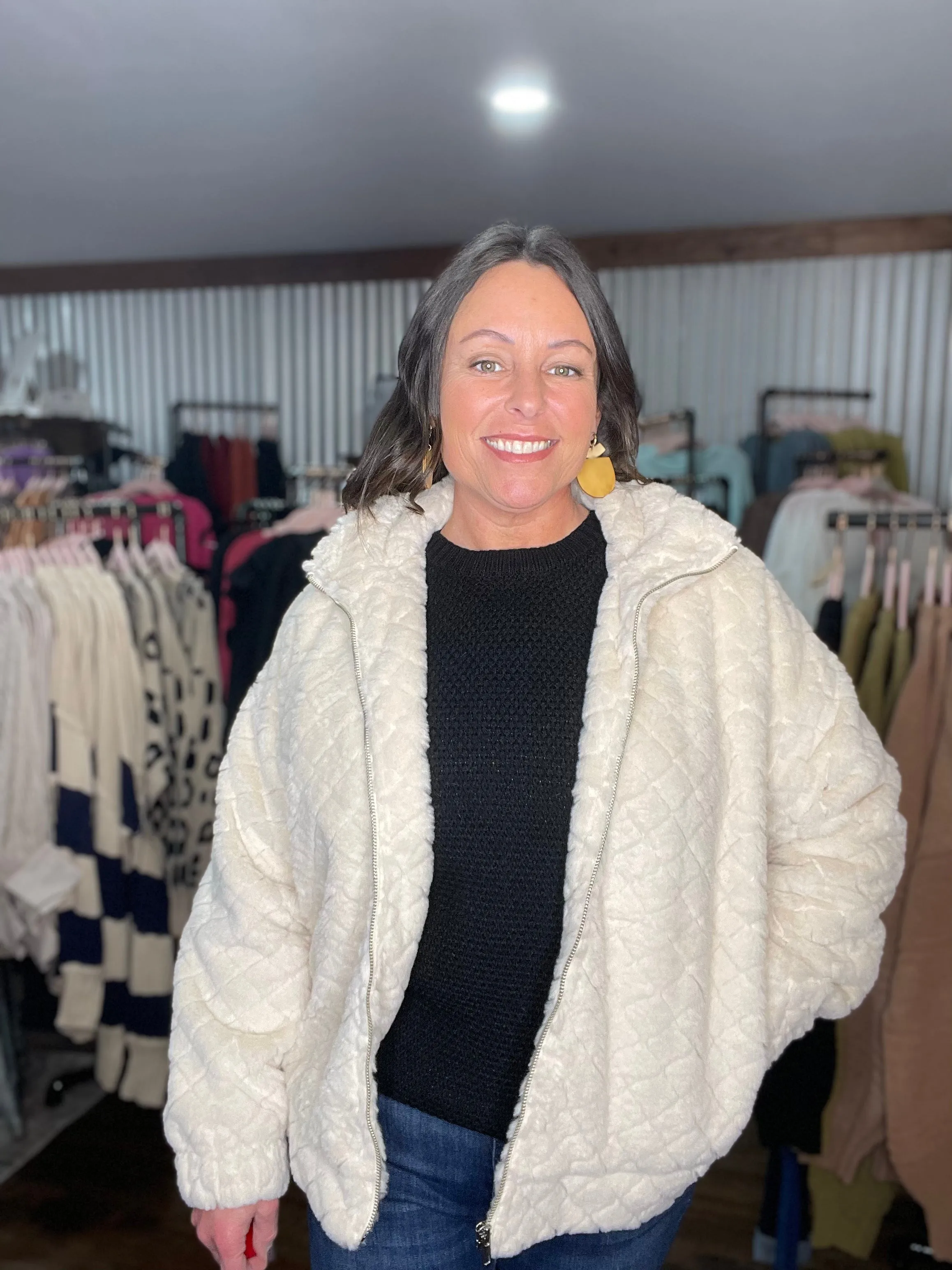 Chic Comfort Faux Fur Zip-Up Jacket