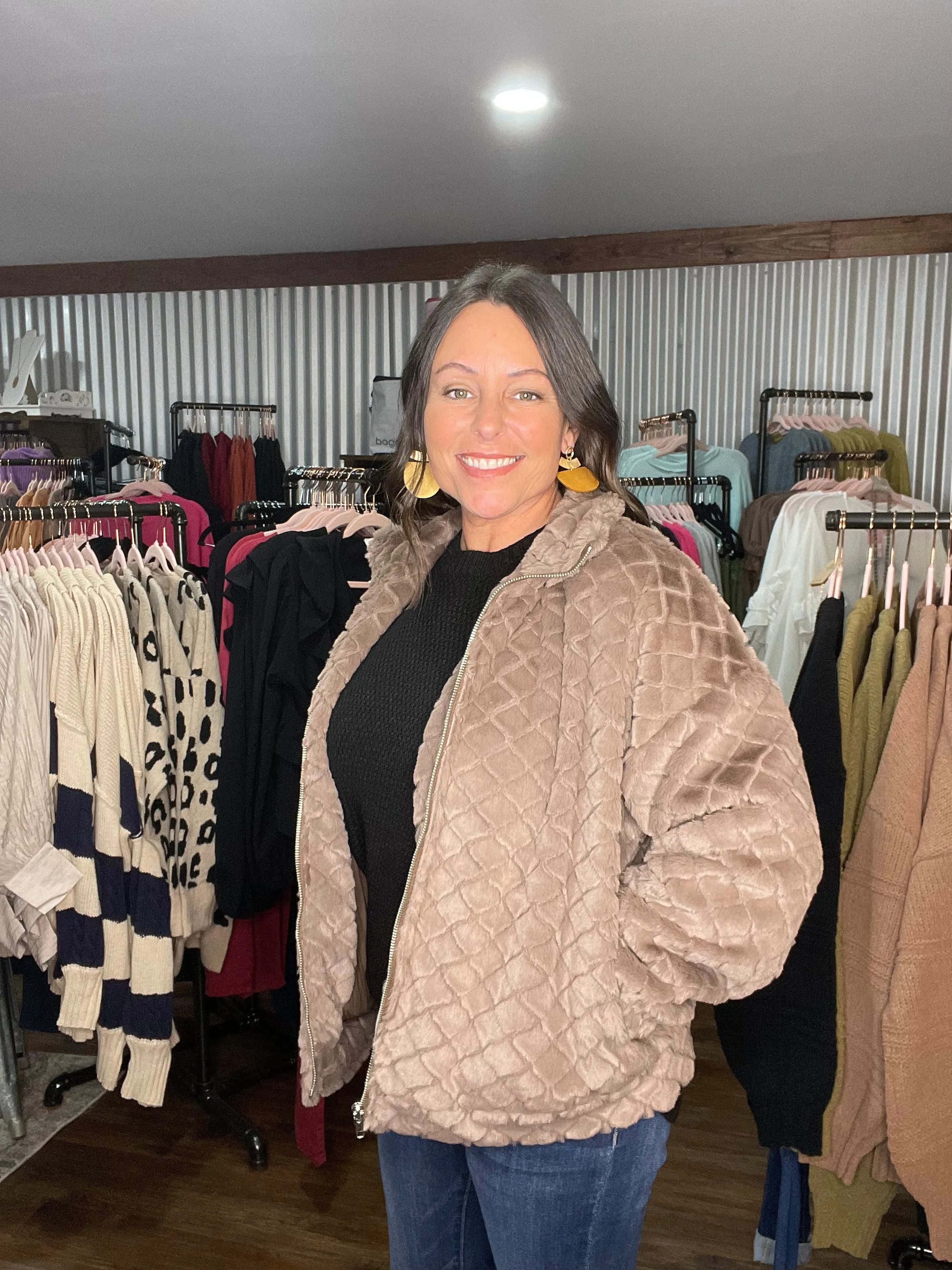 Chic Comfort Faux Fur Zip-Up Jacket