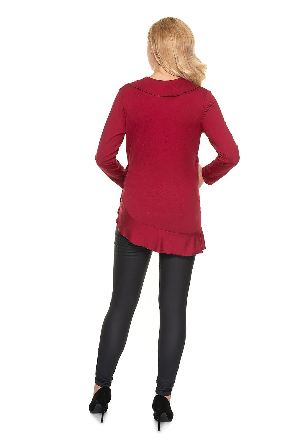 Chic Pregnancy Blouse with Frills – Adjustable Fit for Comfort Before & After Baby