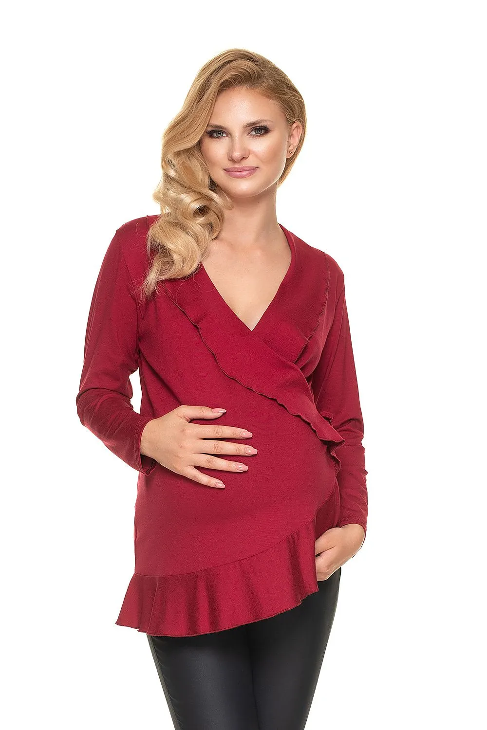 Chic Pregnancy Blouse with Frills – Adjustable Fit for Comfort Before & After Baby