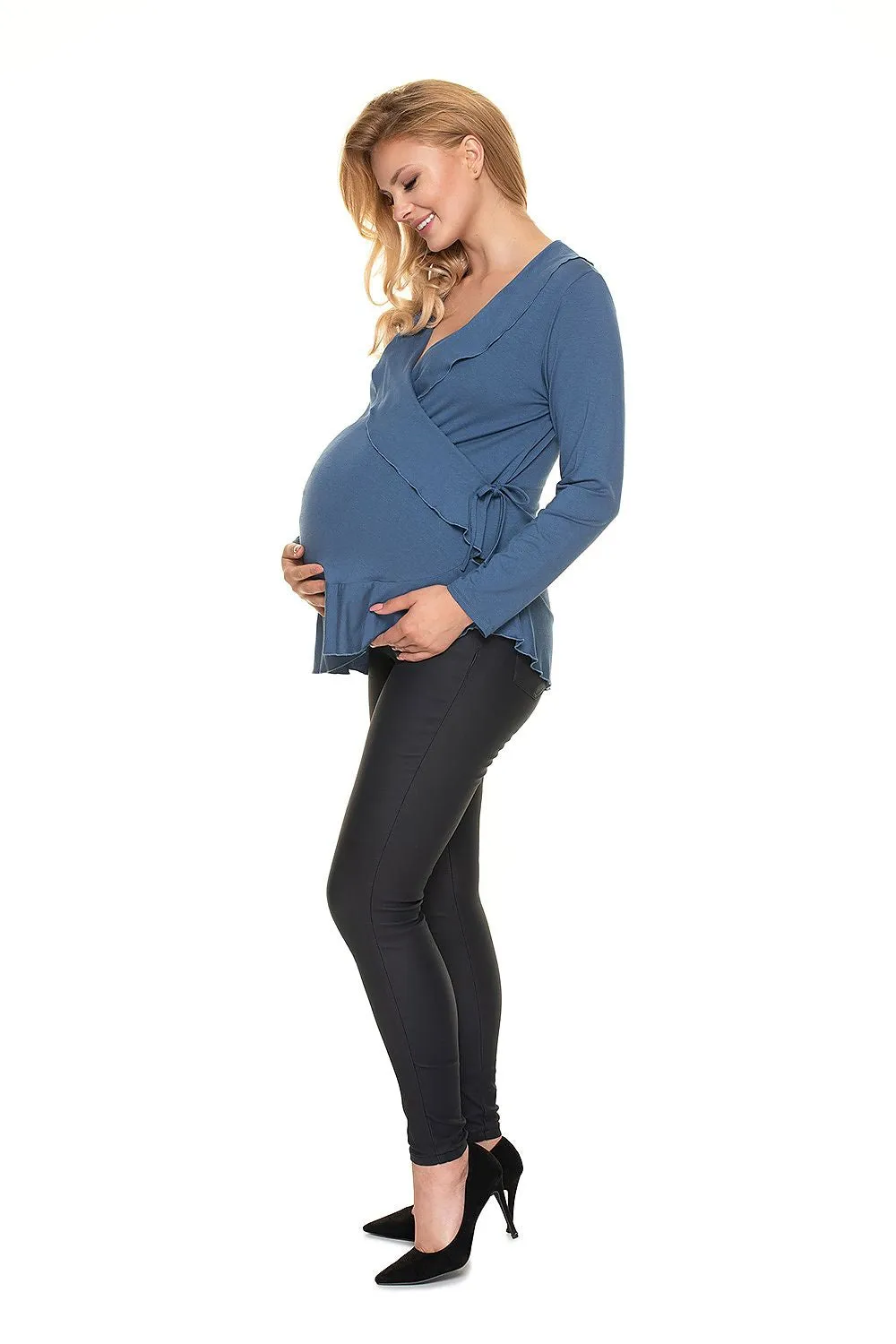 Chic Pregnancy Blouse with Frills – Adjustable Fit for Comfort Before & After Baby