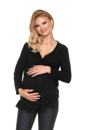 Chic Pregnancy Blouse with Frills – Adjustable Fit for Comfort Before & After Baby