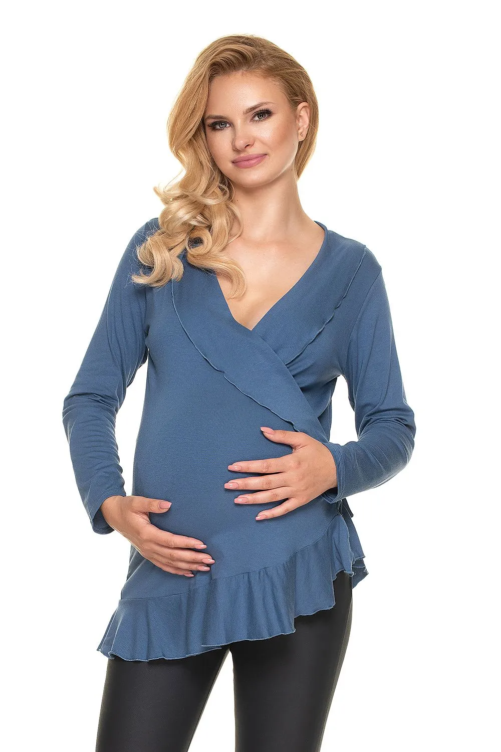Chic Pregnancy Blouse with Frills – Adjustable Fit for Comfort Before & After Baby