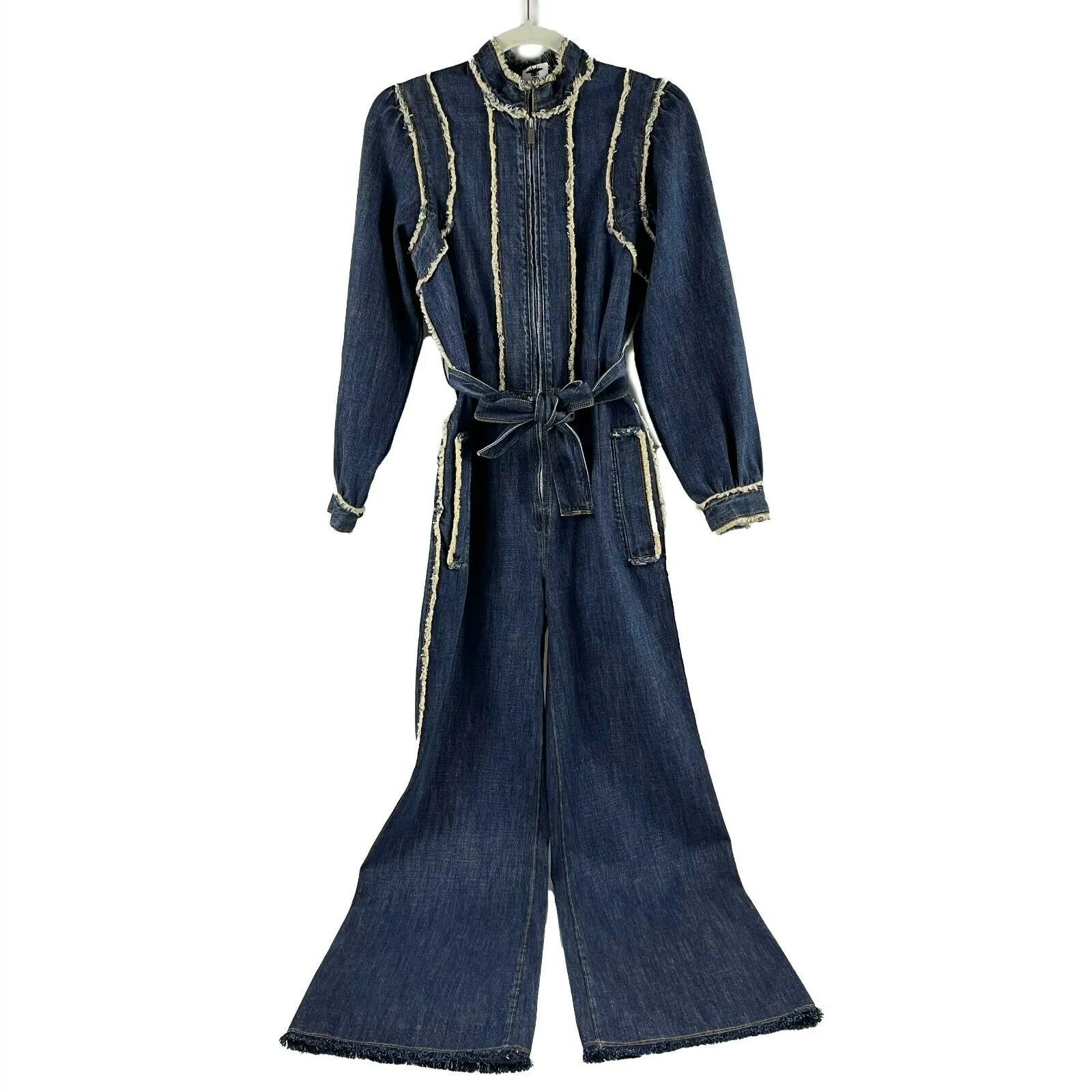 Christian Dior - Denim Zip - Cream / Dark Wash Denim Jumpsuit - 34 US 2