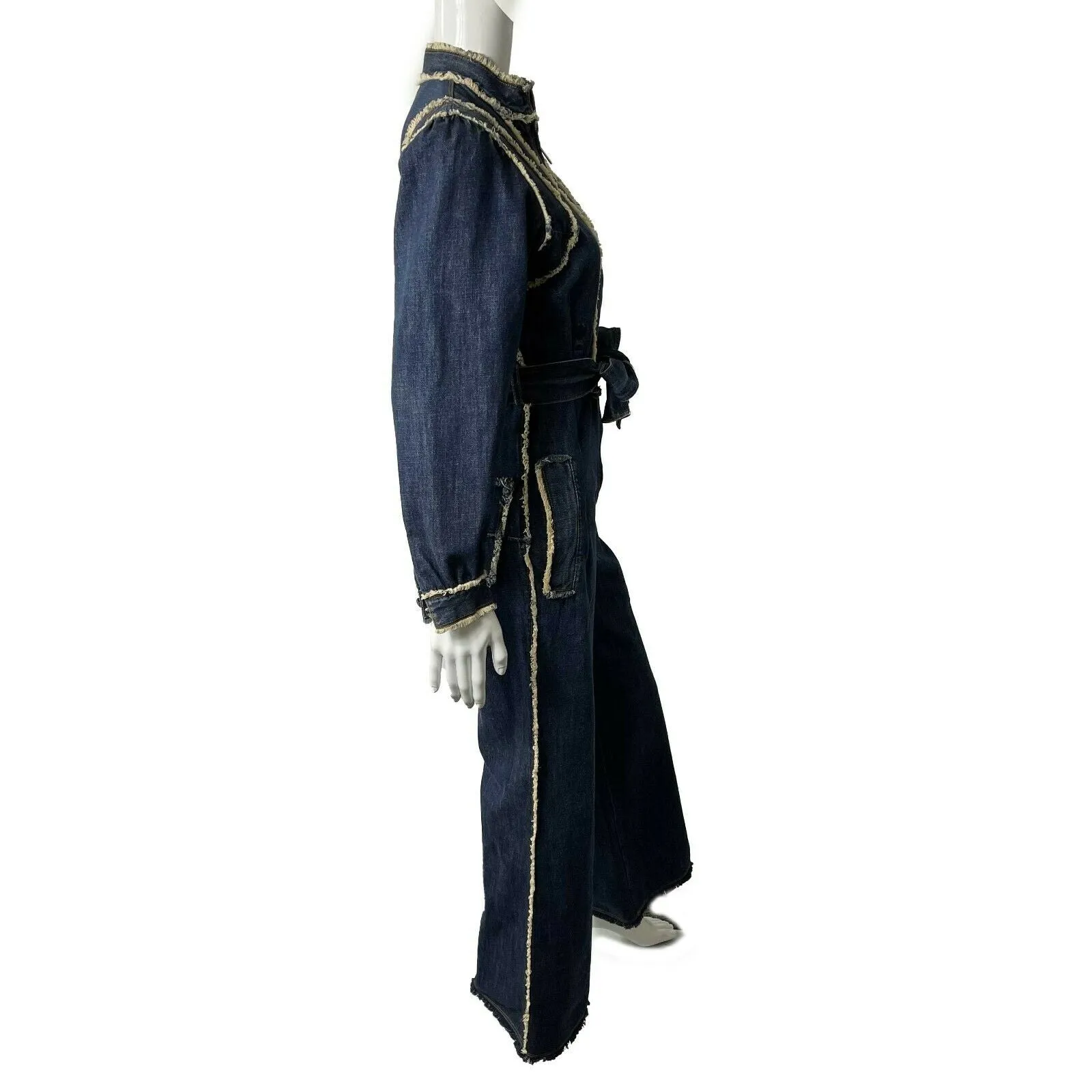 Christian Dior - Denim Zip - Cream / Dark Wash Denim Jumpsuit - 34 US 2