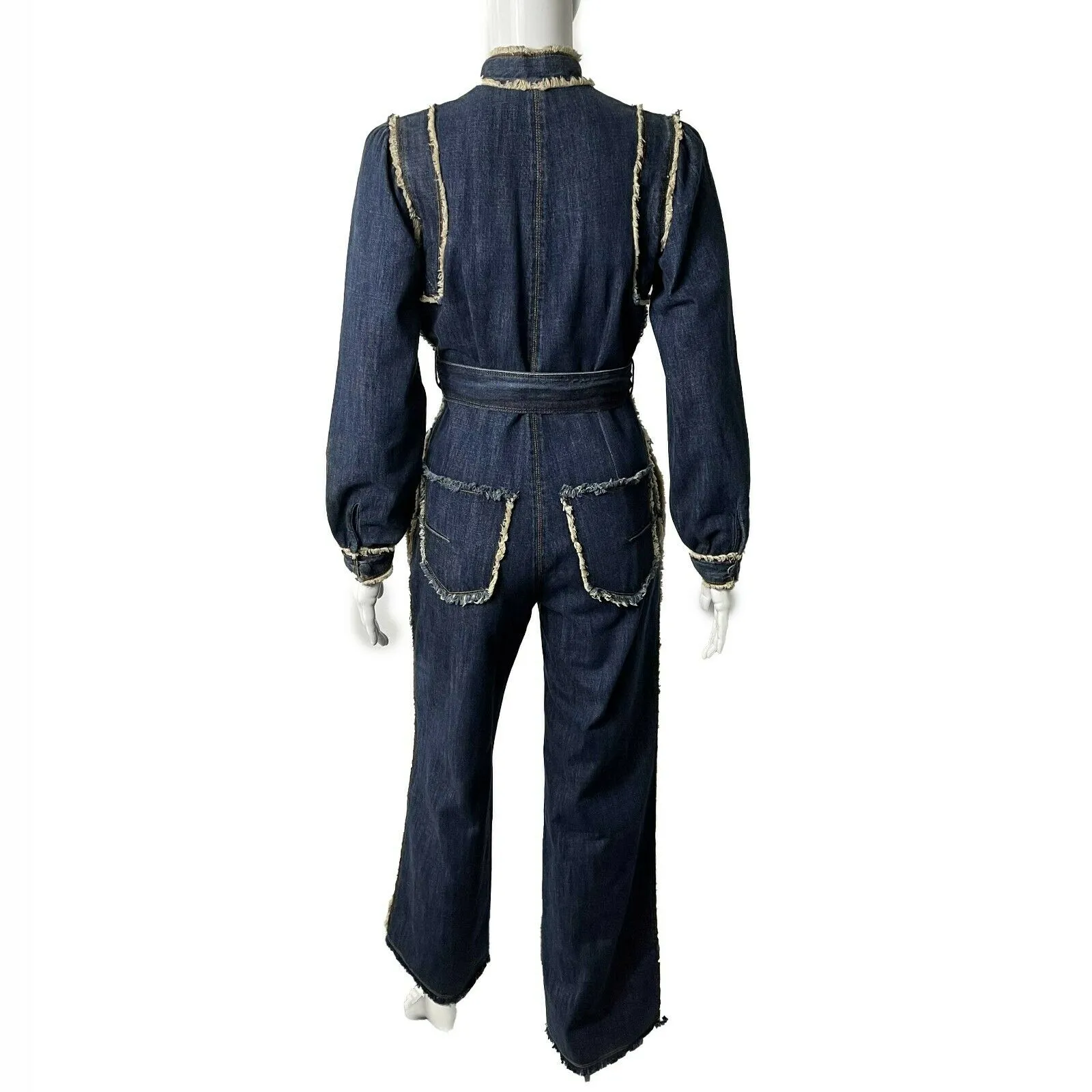 Christian Dior - Denim Zip - Cream / Dark Wash Denim Jumpsuit - 34 US 2