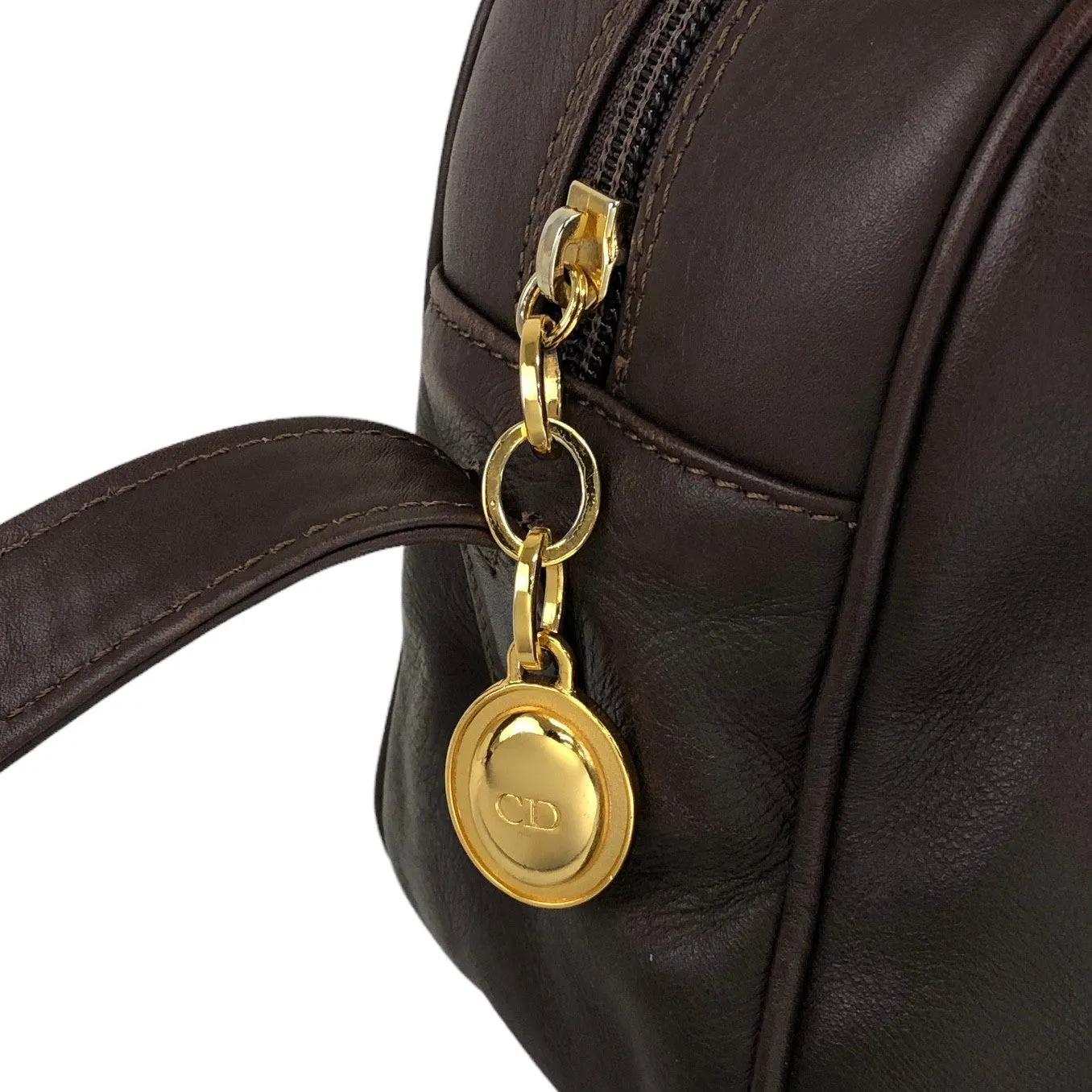 Christian Dior Dior Charm Leather Shoulder bag Brown Vintage nwbp3g