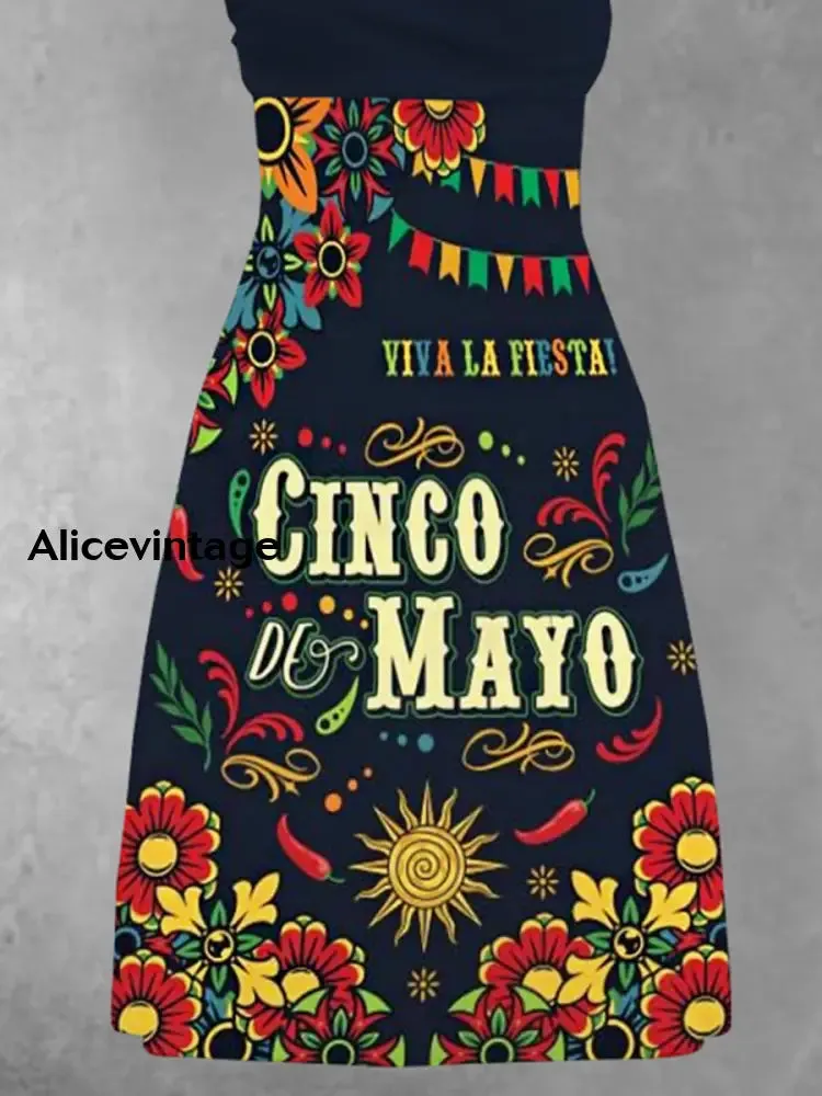 Cinco De Mayo Art Print Short Sleeve Vintage Dress