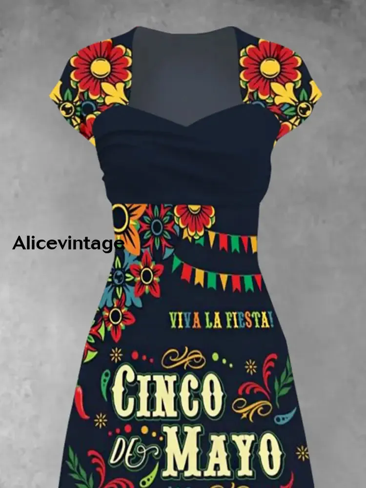 Cinco De Mayo Art Print Short Sleeve Vintage Dress