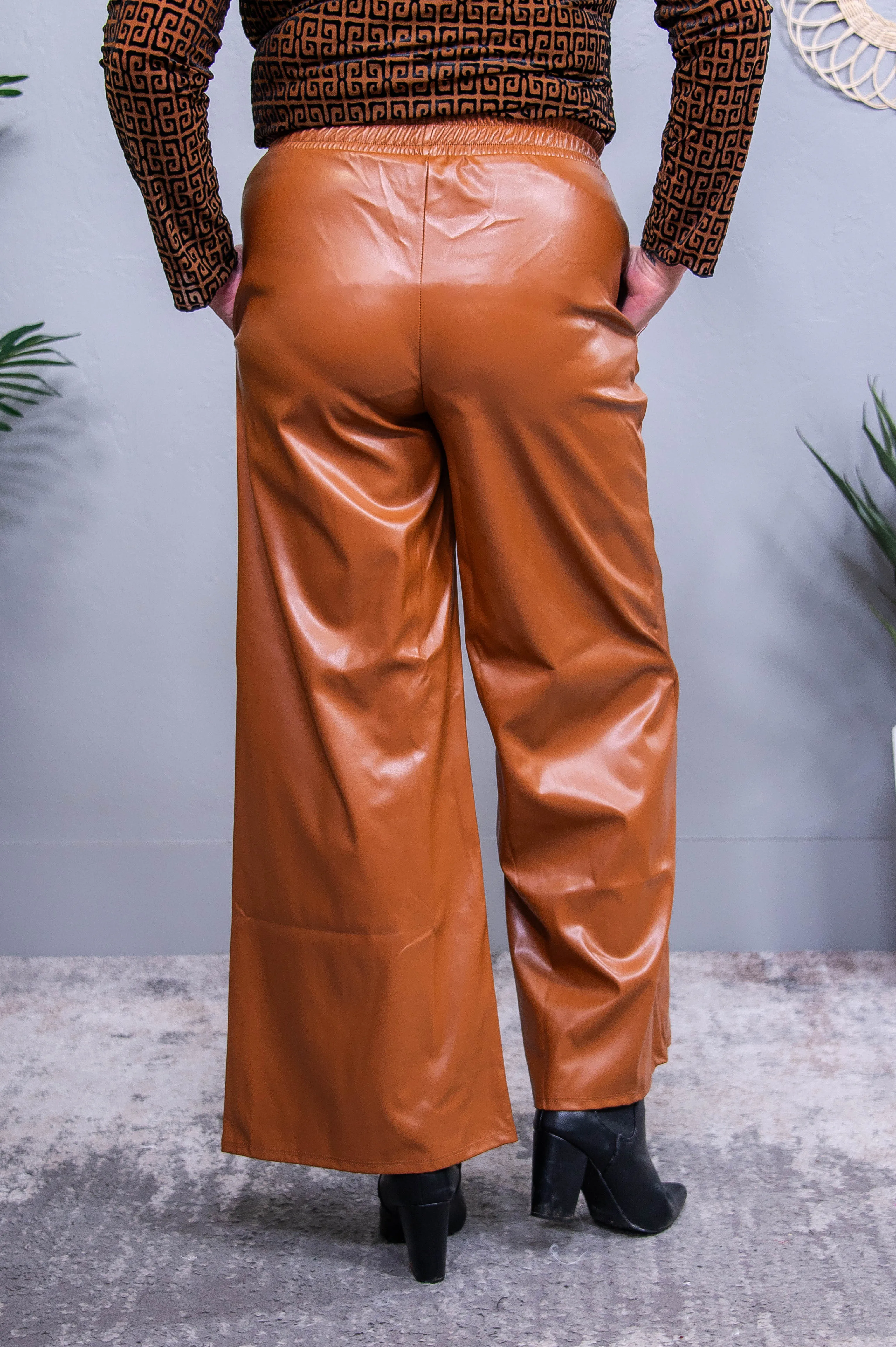 City Socialite Camel Faux Leather Pants - PNT1749CA