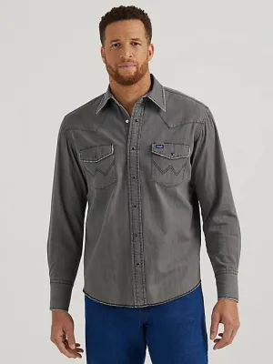 CL112345071 Mens Wrangler L/S Gray Denim Snap