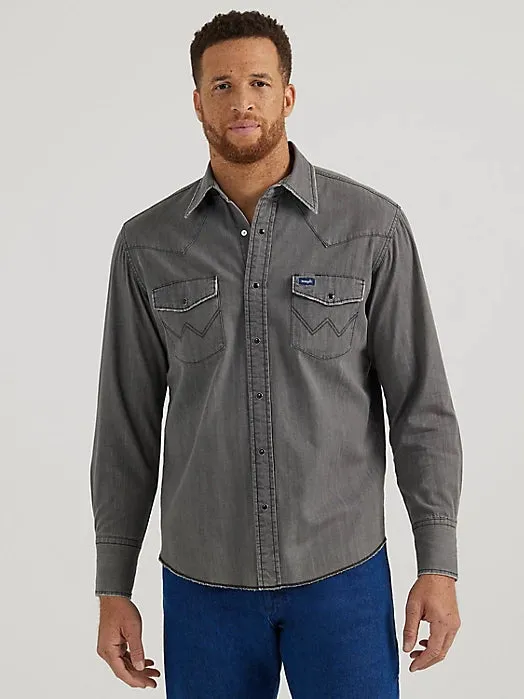 CL112345071 Mens Wrangler L/S Gray Denim Snap