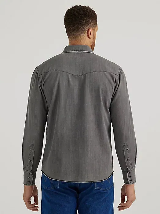 CL112345071 Mens Wrangler L/S Gray Denim Snap
