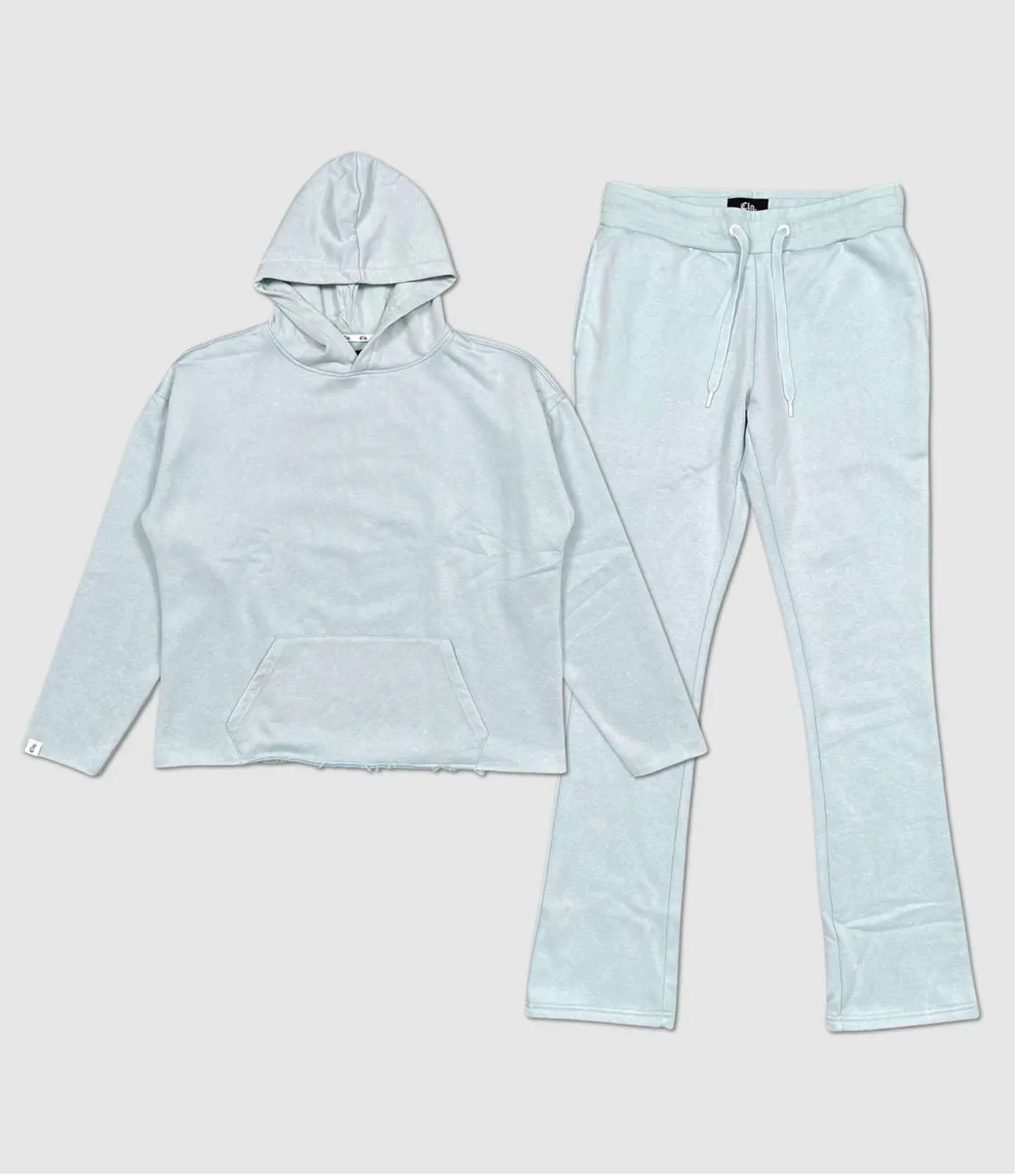 CLQ-CQ4601SET-Clique Washed Crop Hoody & Pants Set