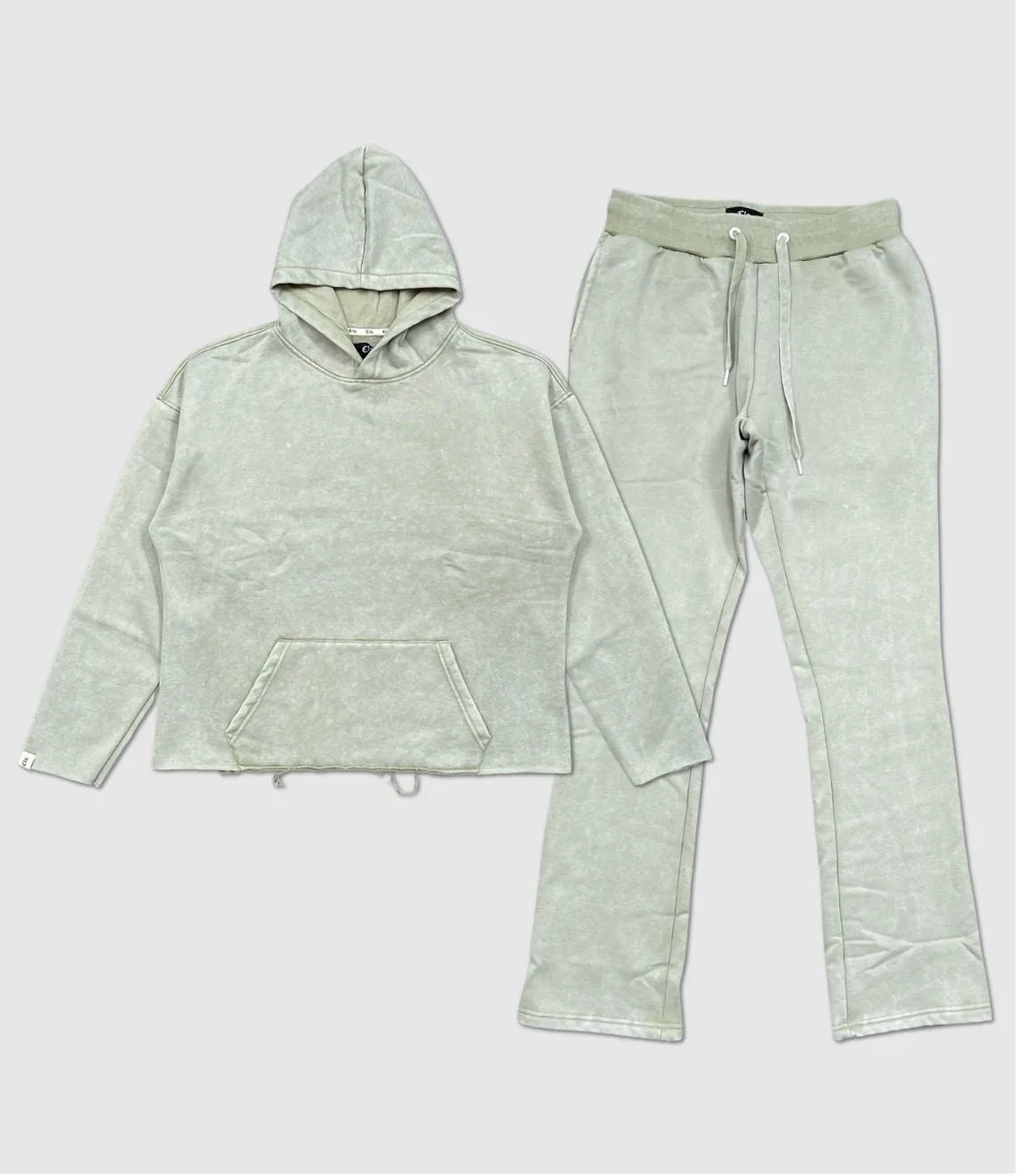 CLQ-CQ4601SET-Clique Washed Crop Hoody & Pants Set