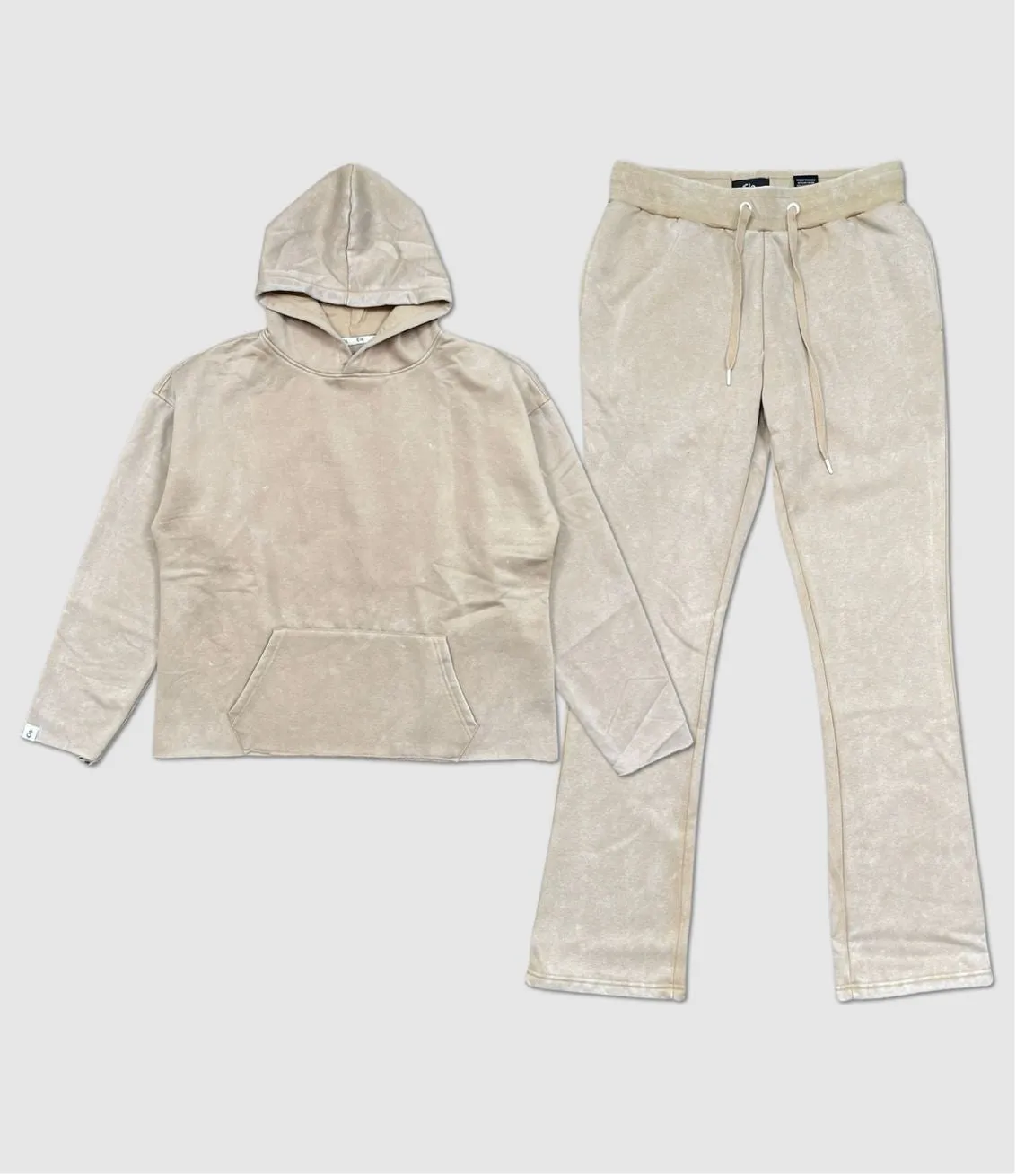 CLQ-CQ4601SET-Clique Washed Crop Hoody & Pants Set