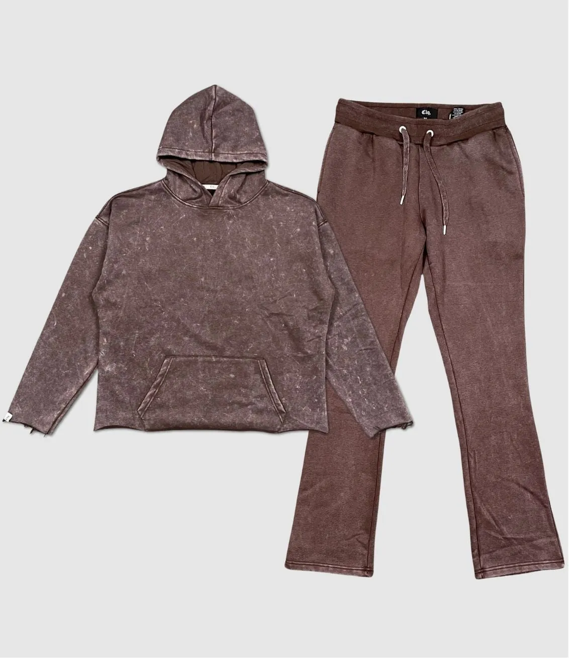 CLQ-CQ4601SET-Clique Washed Crop Hoody & Pants Set