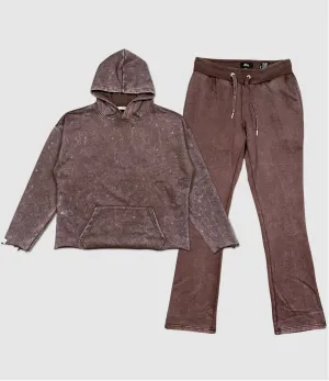 CLQ-CQ4601SET-Clique Washed Crop Hoody & Pants Set