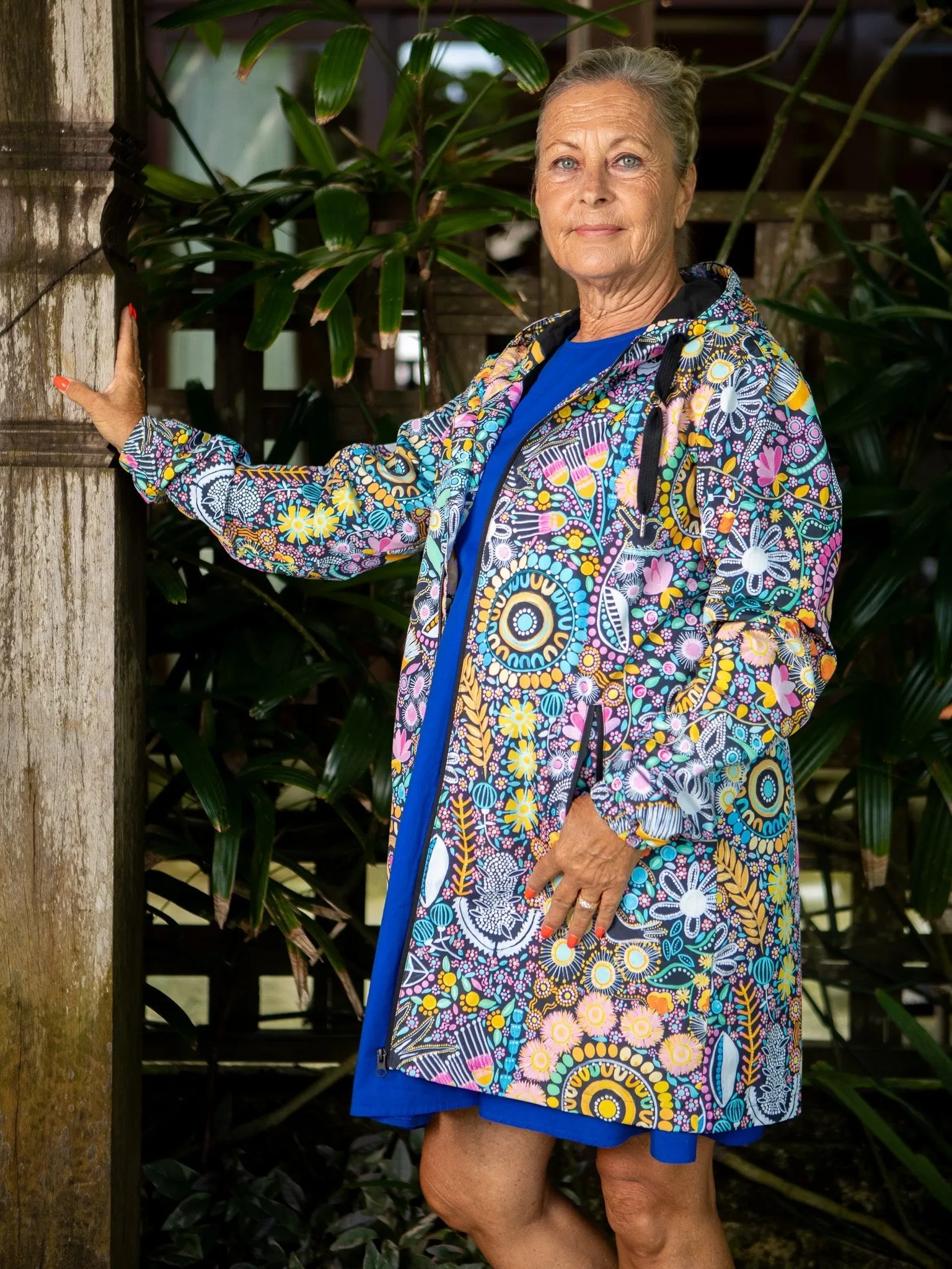 Coastal Wildflowers Longline Raincoat